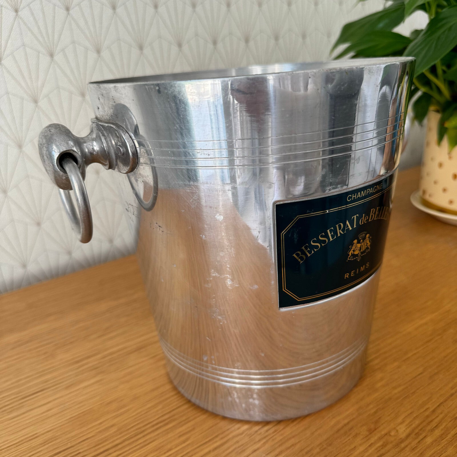French Champagne Ice Bucket Besserat de Bellefon Chrome Vintage Cooler 1304247 Besserat de Bellefon