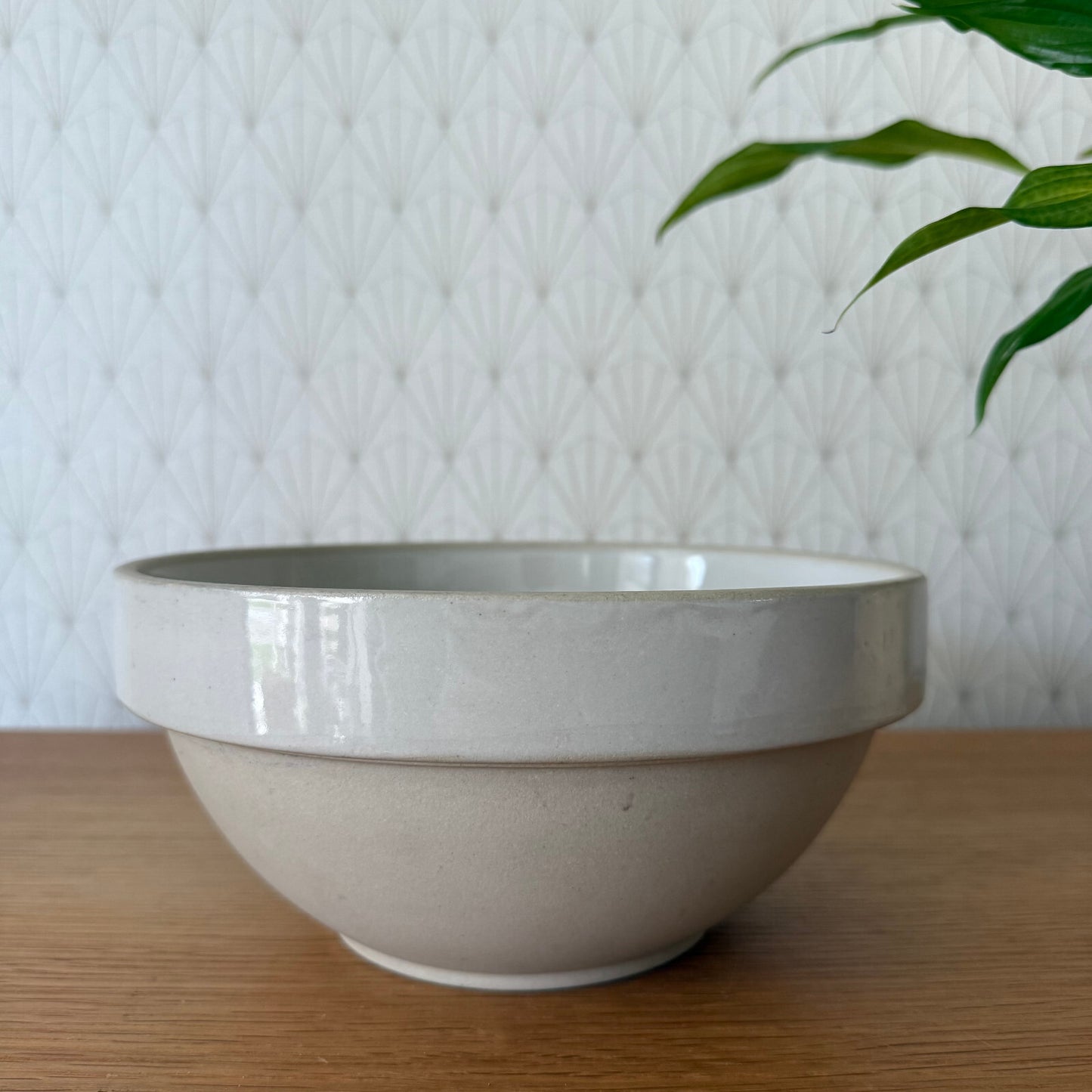 VINTAGE FRENCH STONEWARE SALAD MIXING BOWL TERRINE DIGOIN 8 1/4" 2904256