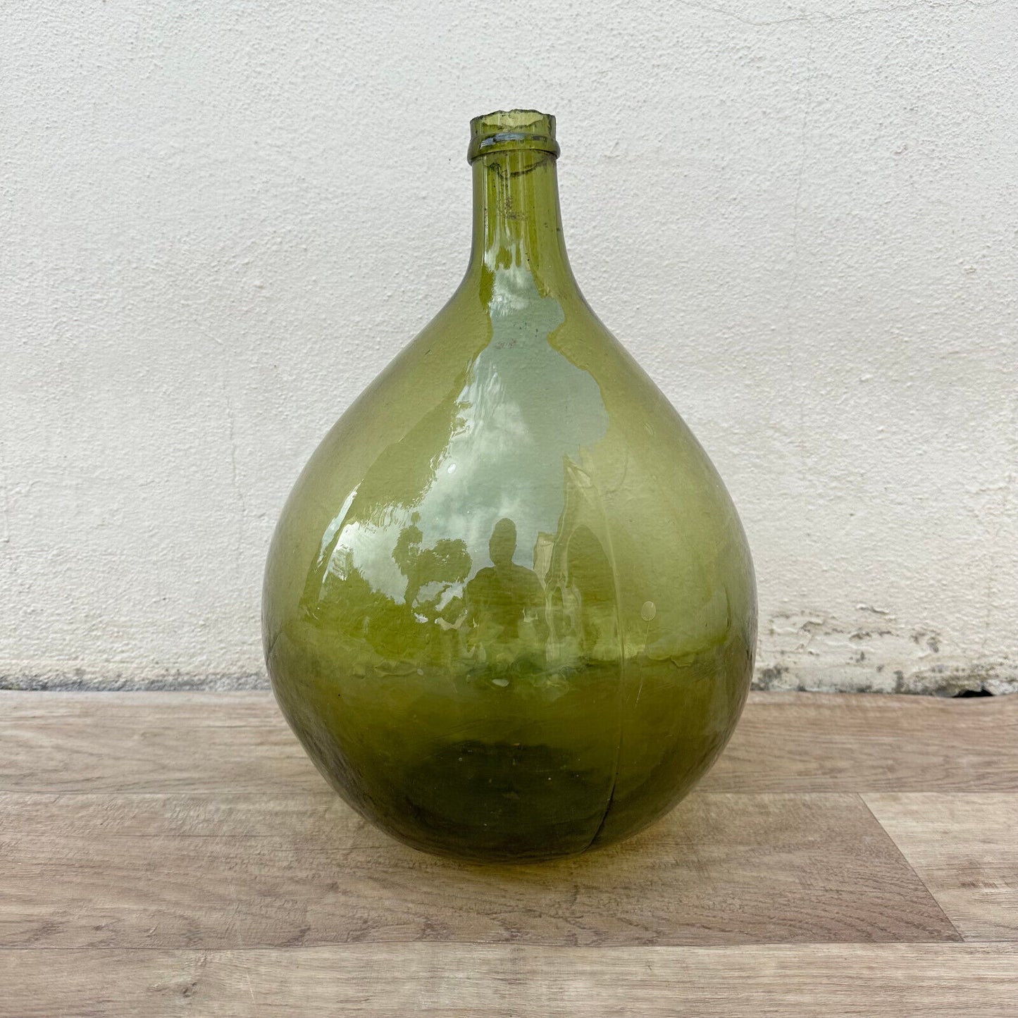 French Green Dame Jeanne Demi John Carboy Bottle bonbonne BLOWN 13 3/4" 1805231 - Fleamarketfrance