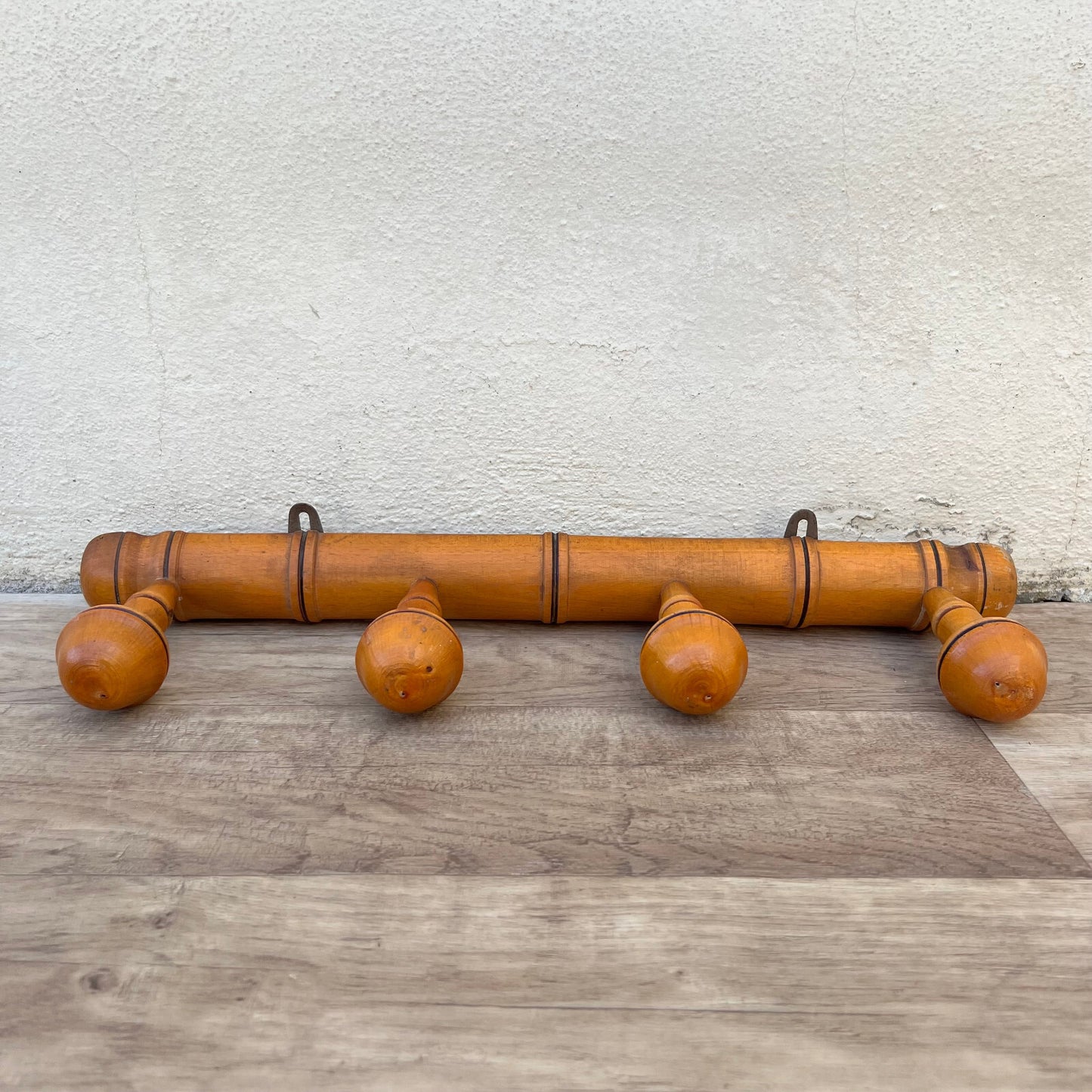 Antique French Coat Hook Hat 4 Pegs Hanger Faux Bamboo rack 130825* Unbranded