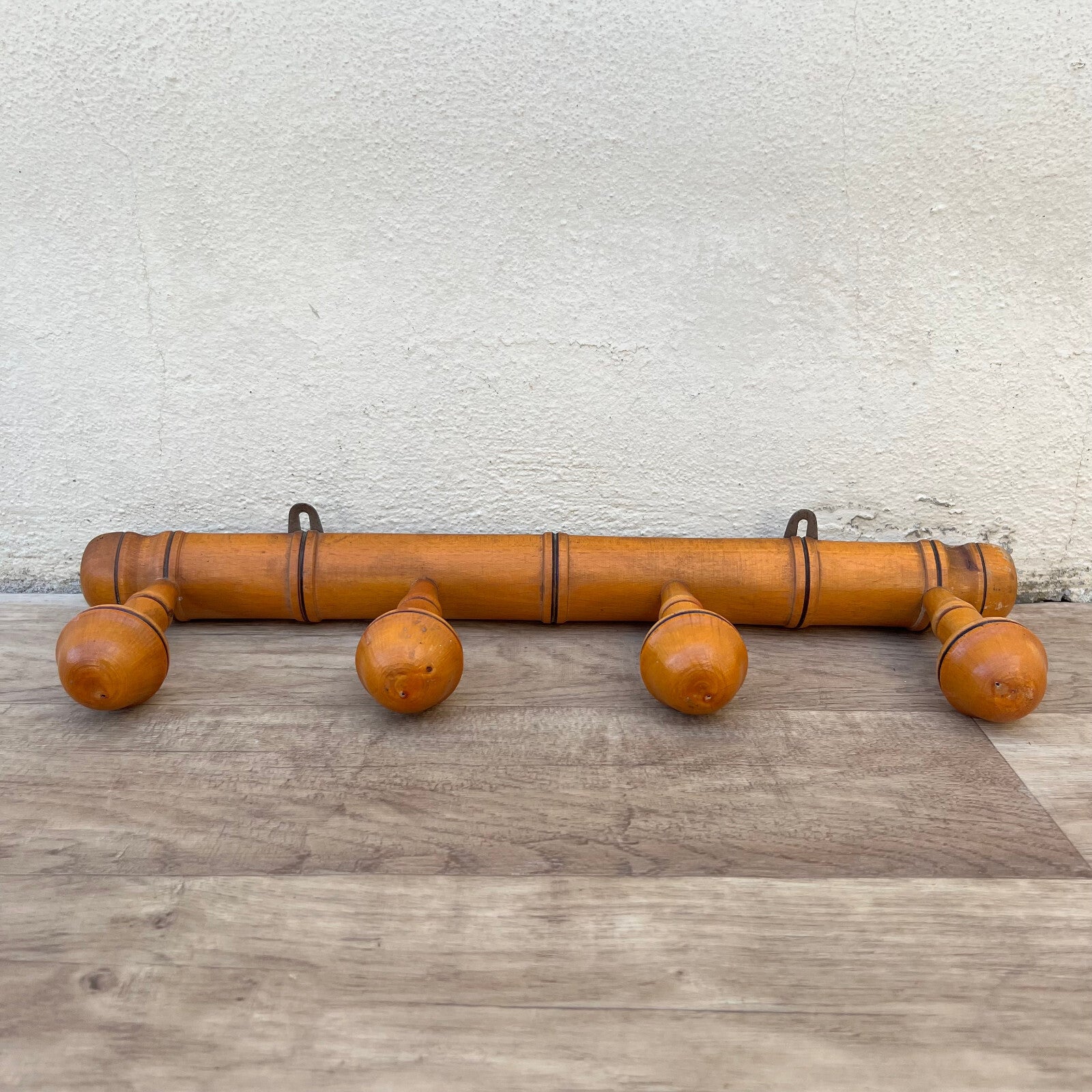 Antique French Coat Hook Hat 4 Pegs Hanger Faux Bamboo rack 130825* Unbranded