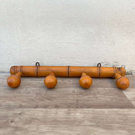 Antique French Coat Hook Hat 4 Pegs Hanger Faux Bamboo rack 130825* Unbranded