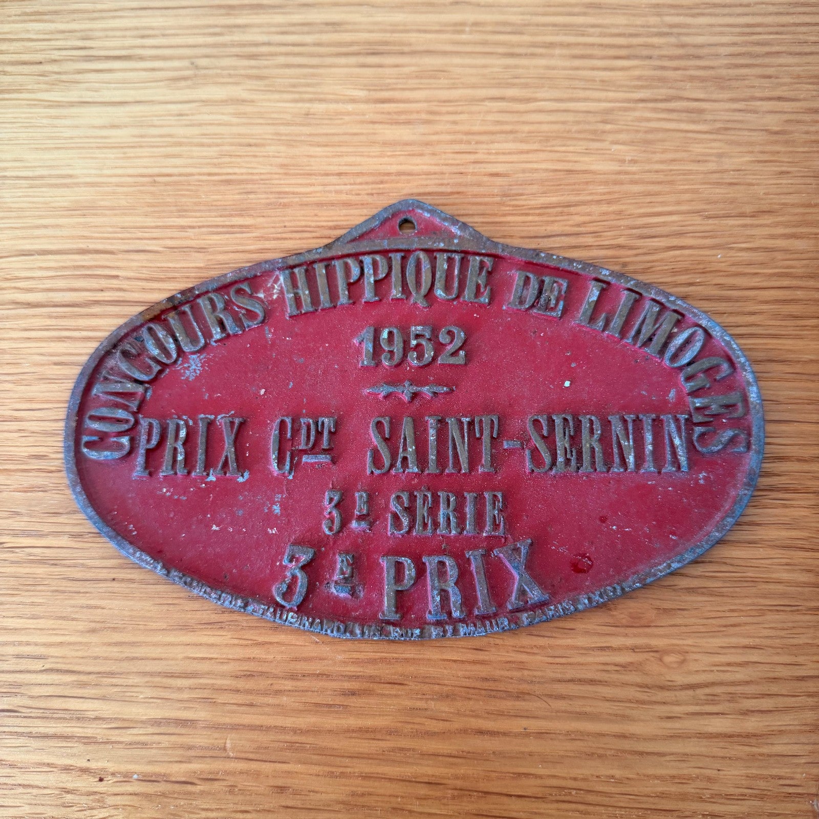 French Vintage Horse Trophy Plaque 1952 Limoges Competition 08022610 Fleamarketfrance