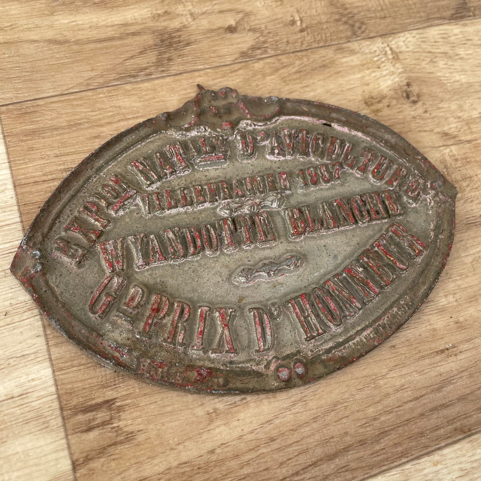 French Agricultural Trophy Plaque Wiandotte Blanche 1967 Award 1103252 Fleamarketfrance
