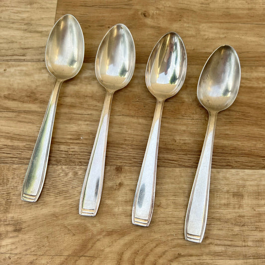 vintage french big spoons x 4 SILVER PLATE FLATWARE  ERCUIS FRANCE 2305225 - Fleamarketfrance