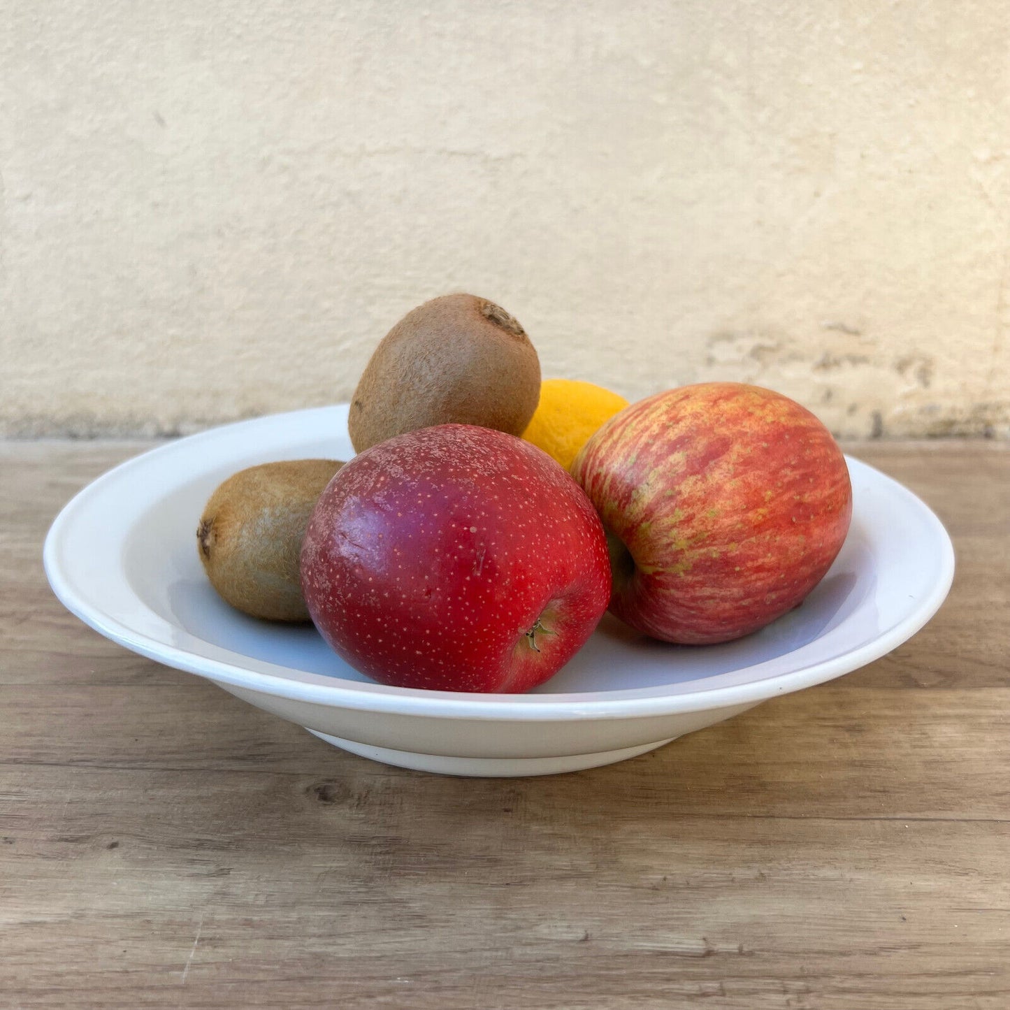 Vintage White ironstone Bowl fruits Patina Unmarked French Farmhouse 2609229 - Fleamarketfrance