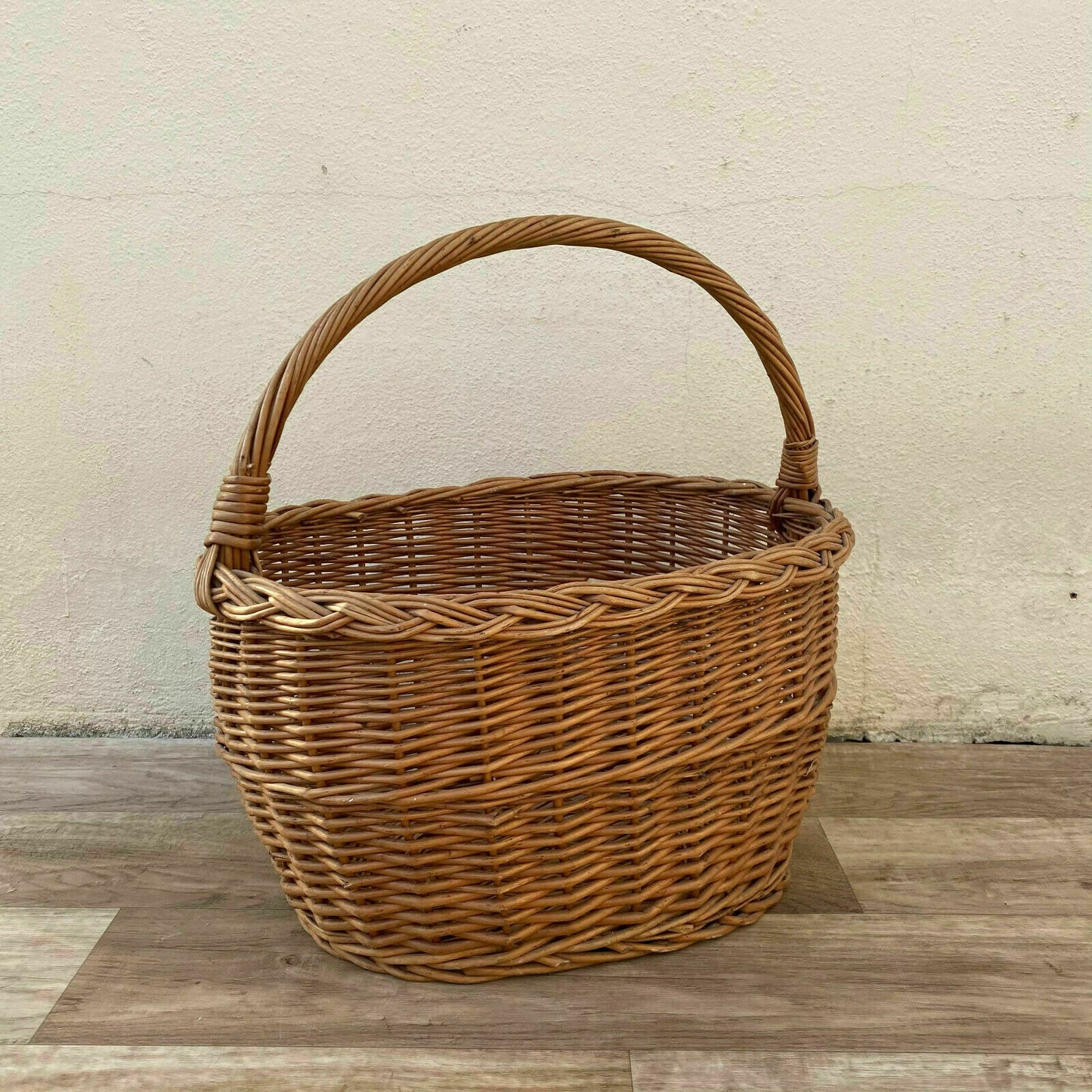 French Wicker Basket market fruits Chic Vintage Woven Rattan LARGE 16062118 - Fleamarketfrance