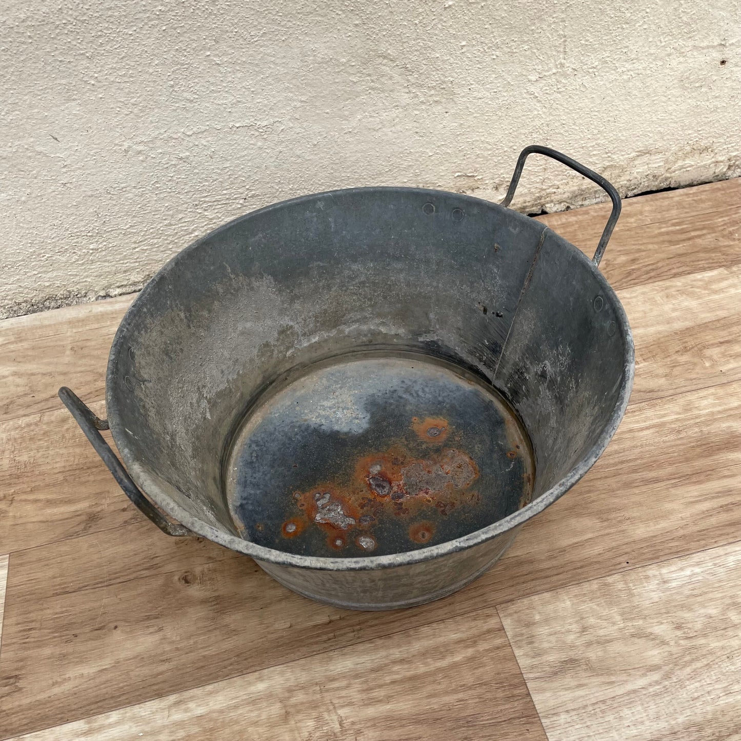 Vintage French Galvanized Zinc Wash Bucket Basin Potted Plant 18032511 Fleamarketfrance