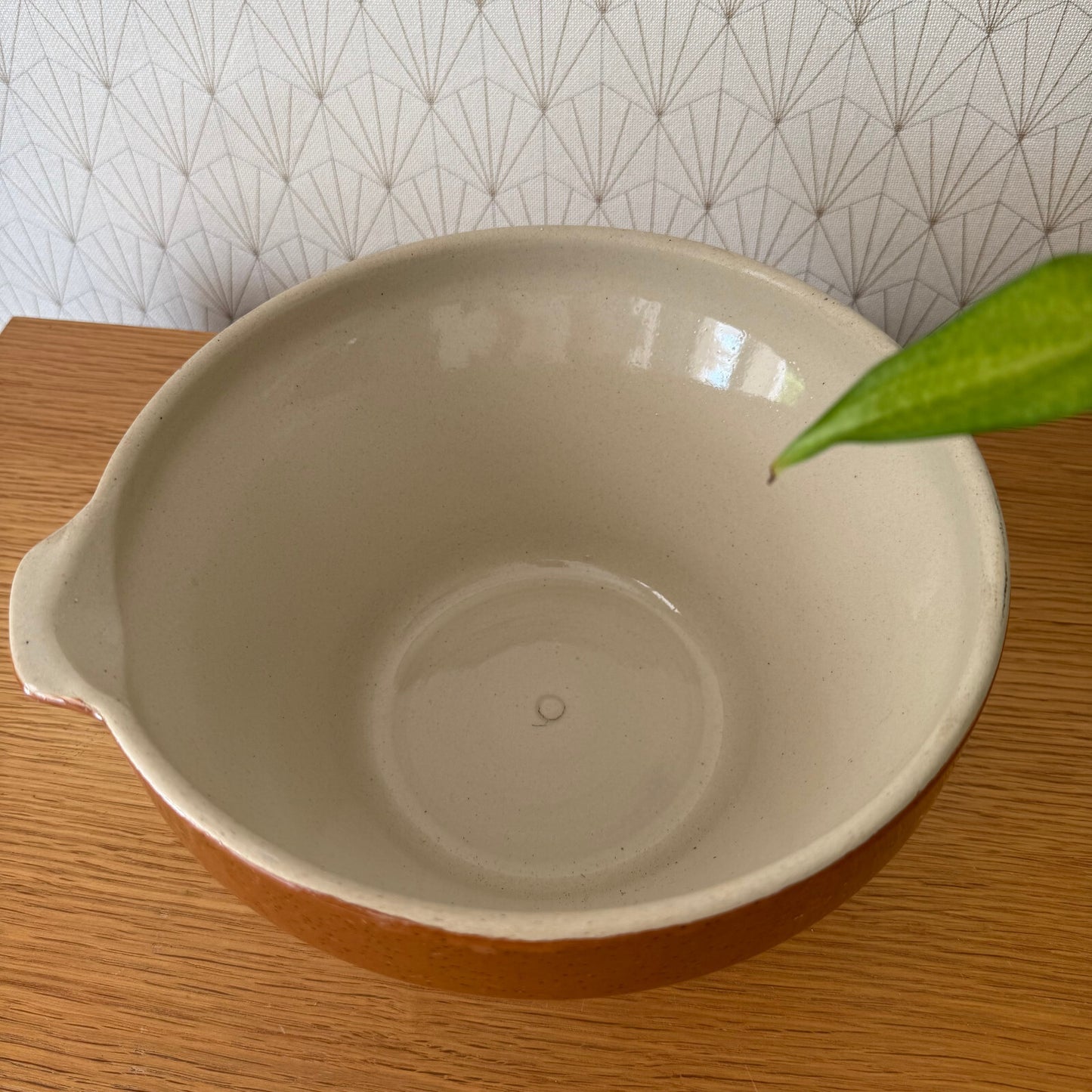 VINTAGE FRENCH GLAZED STONEWARE DIGOIN MIXING BOWL TERRINE TIAN 9 1/2" 12062511 Fleamarketfrance