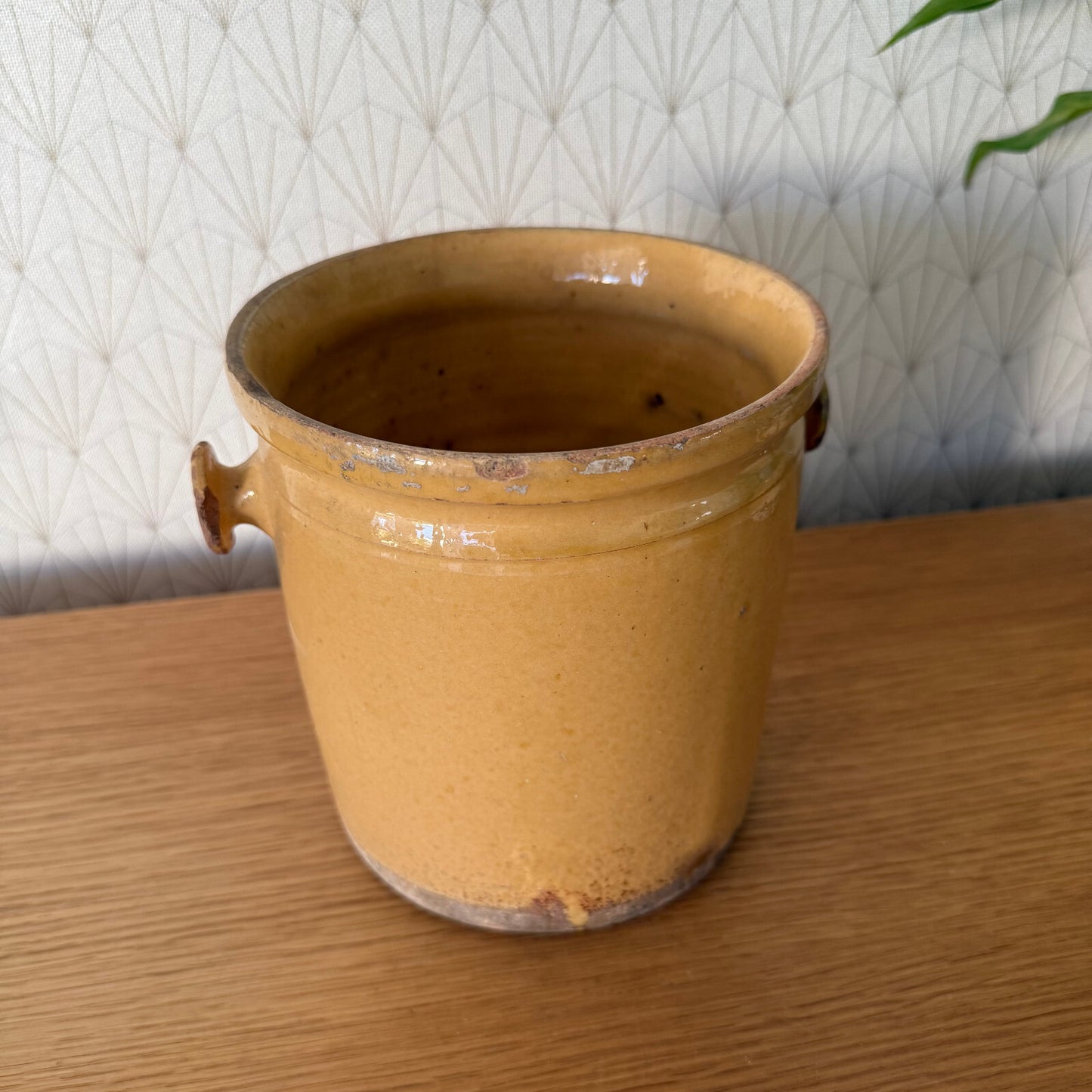 Handmade Glazed Yellow Antique French Confit Jam Pot Small Terracotta 1904257