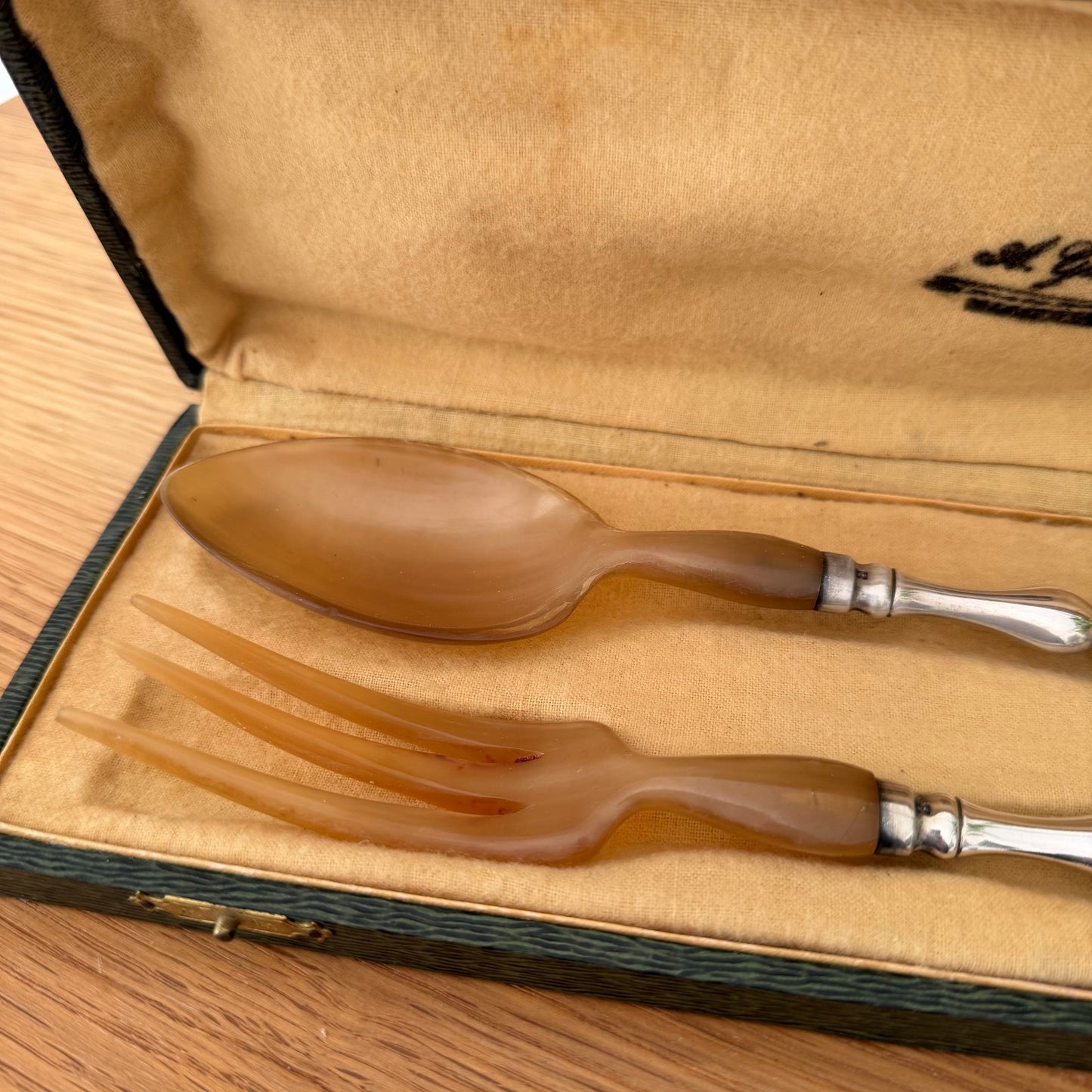 French Silver Plated Salad Servers Alfenide Boxed Set Vintage 2203267 Fleamarketfrance