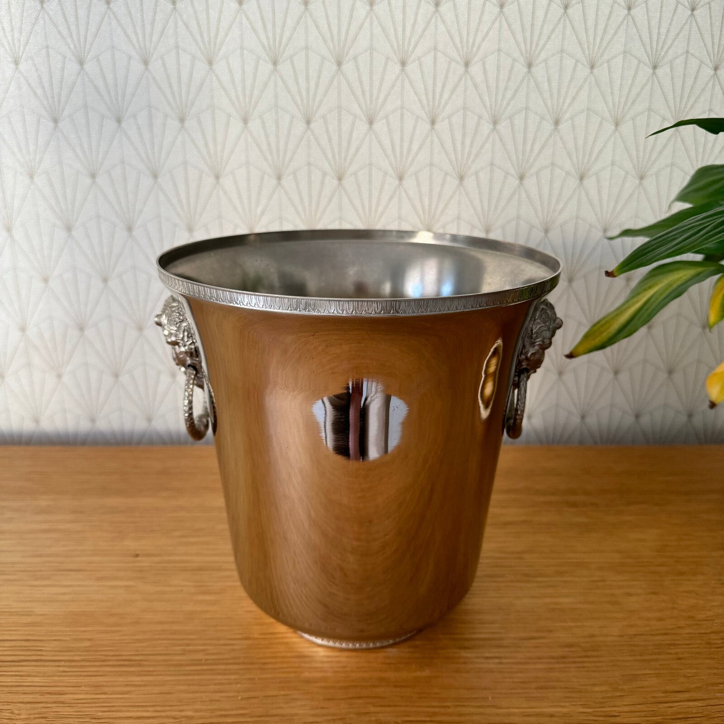 French Silver Plate Ice Bucket Lion Head Handles Champagne Cooler 24042420 Fleamarketfrance