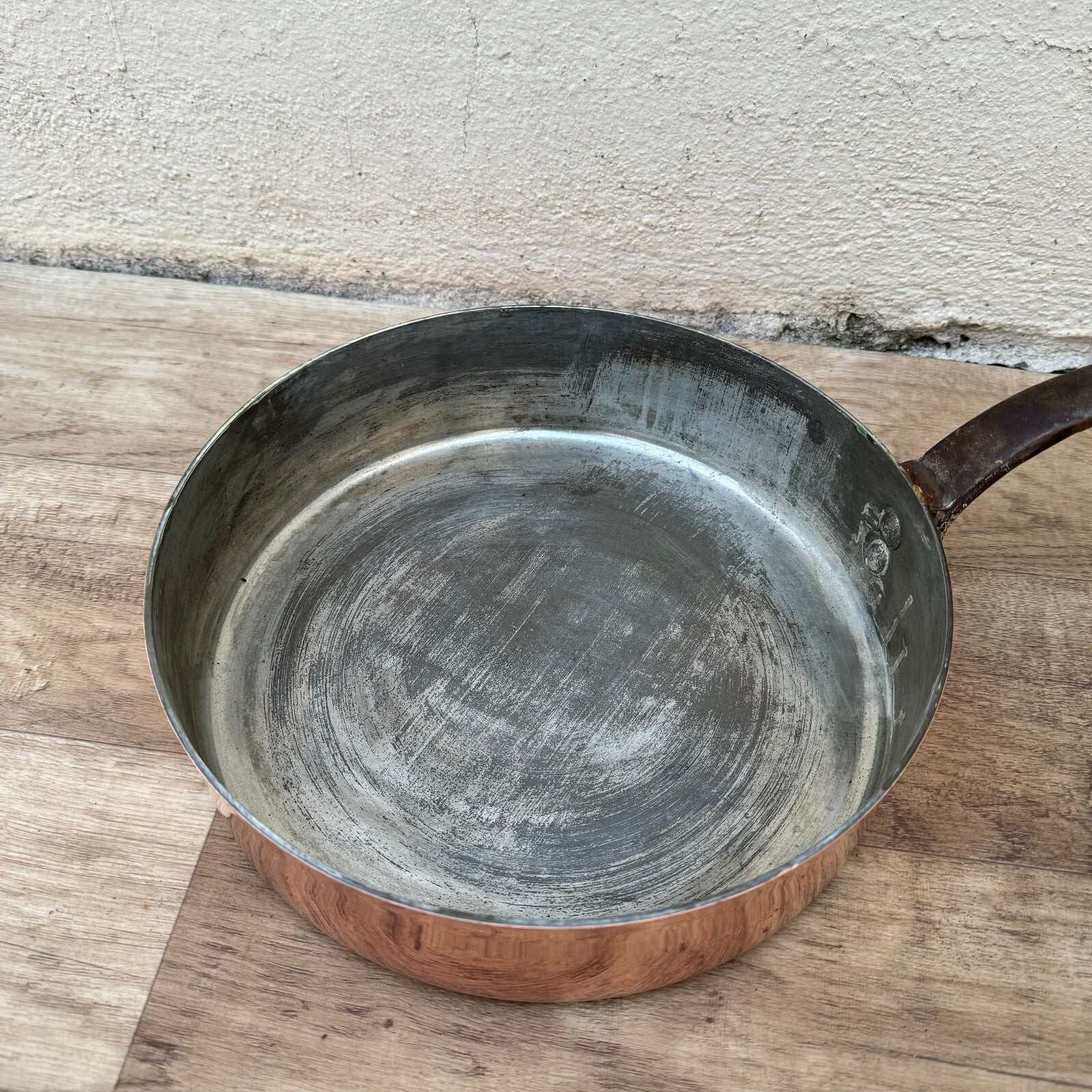French Copper Pan Villedieu Professional Tin Lined Sauteuse 24cm 26042410 Unbranded