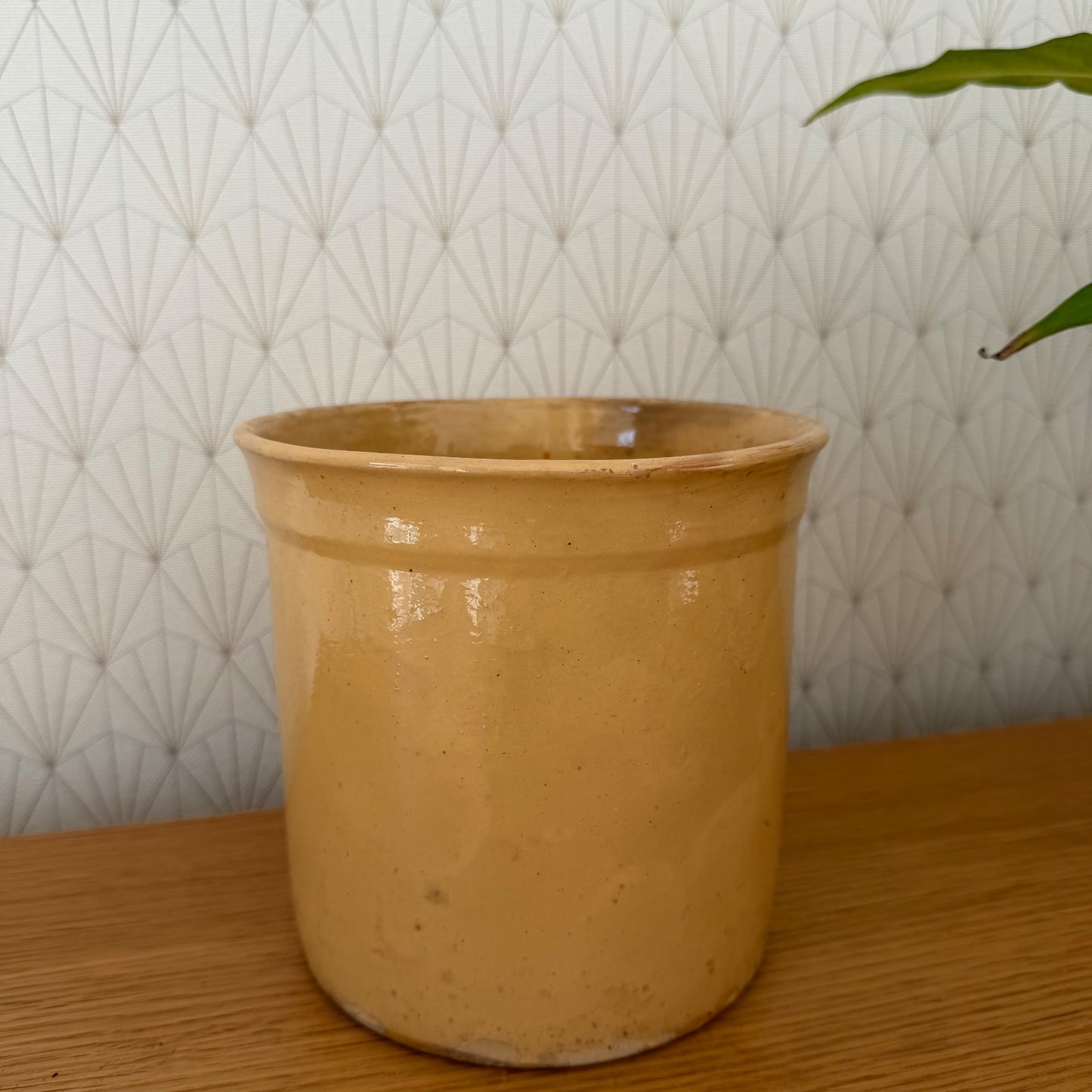 French Yellow Stoneware Kitchen Jam Pot Crock Antique Vintage 0202261 Unmarked
