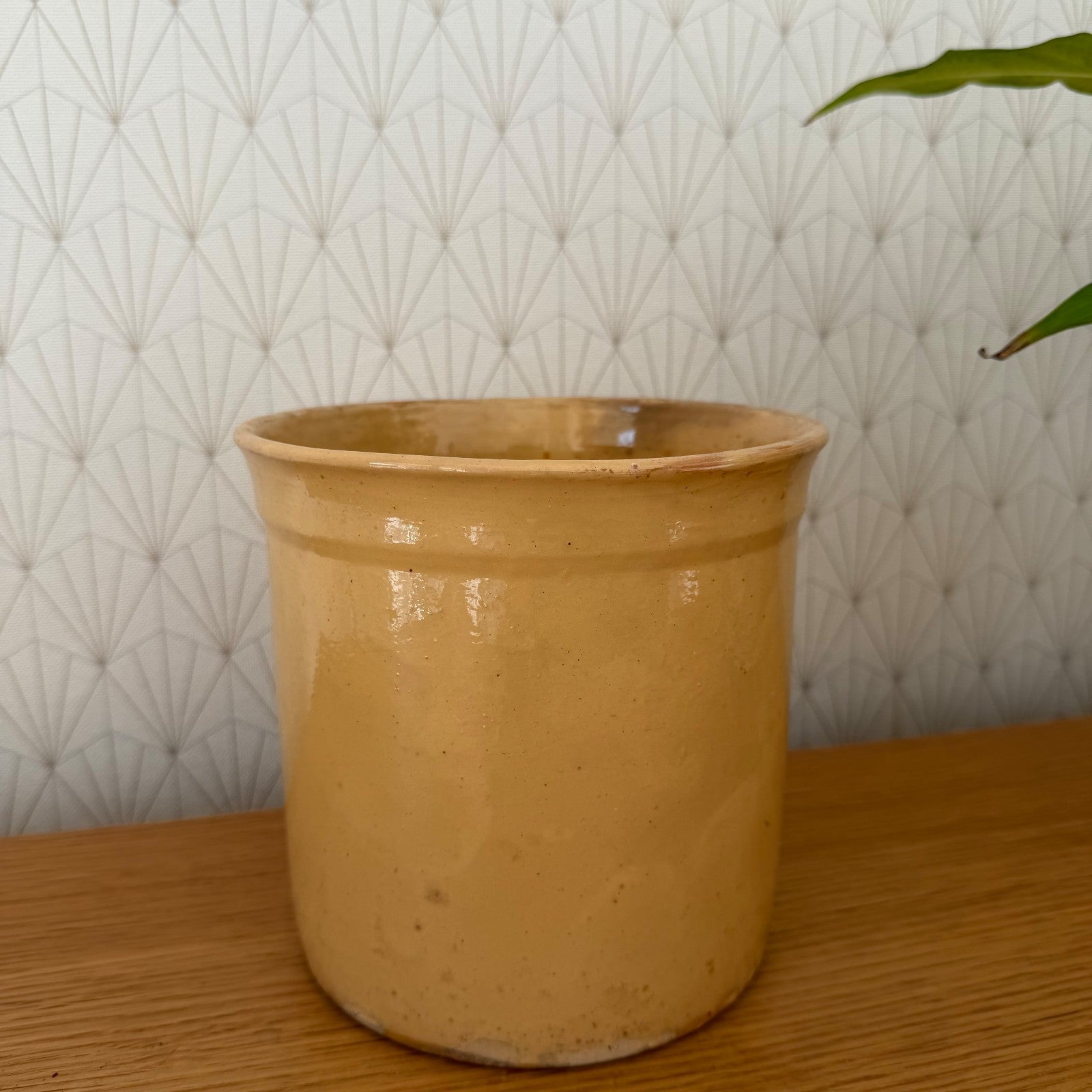 French Yellow Stoneware Kitchen Jam Pot Crock Antique Vintage 0202261 Unmarked