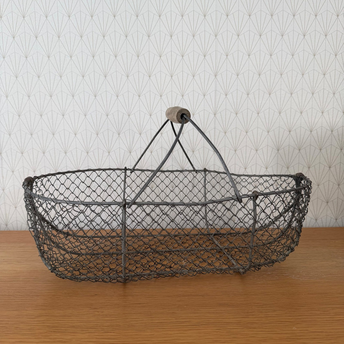 French Wire Basket Harvesting Vintage 0409265