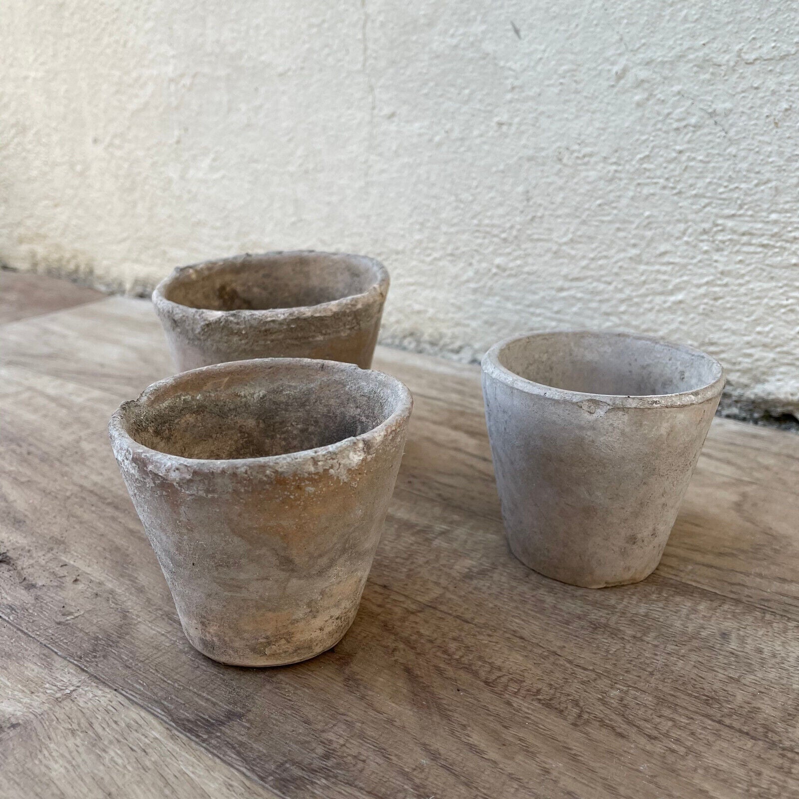 Vintage French Lot of 3 Terracotta Pots Planter Flowers 1403255 Fleamarketfrance