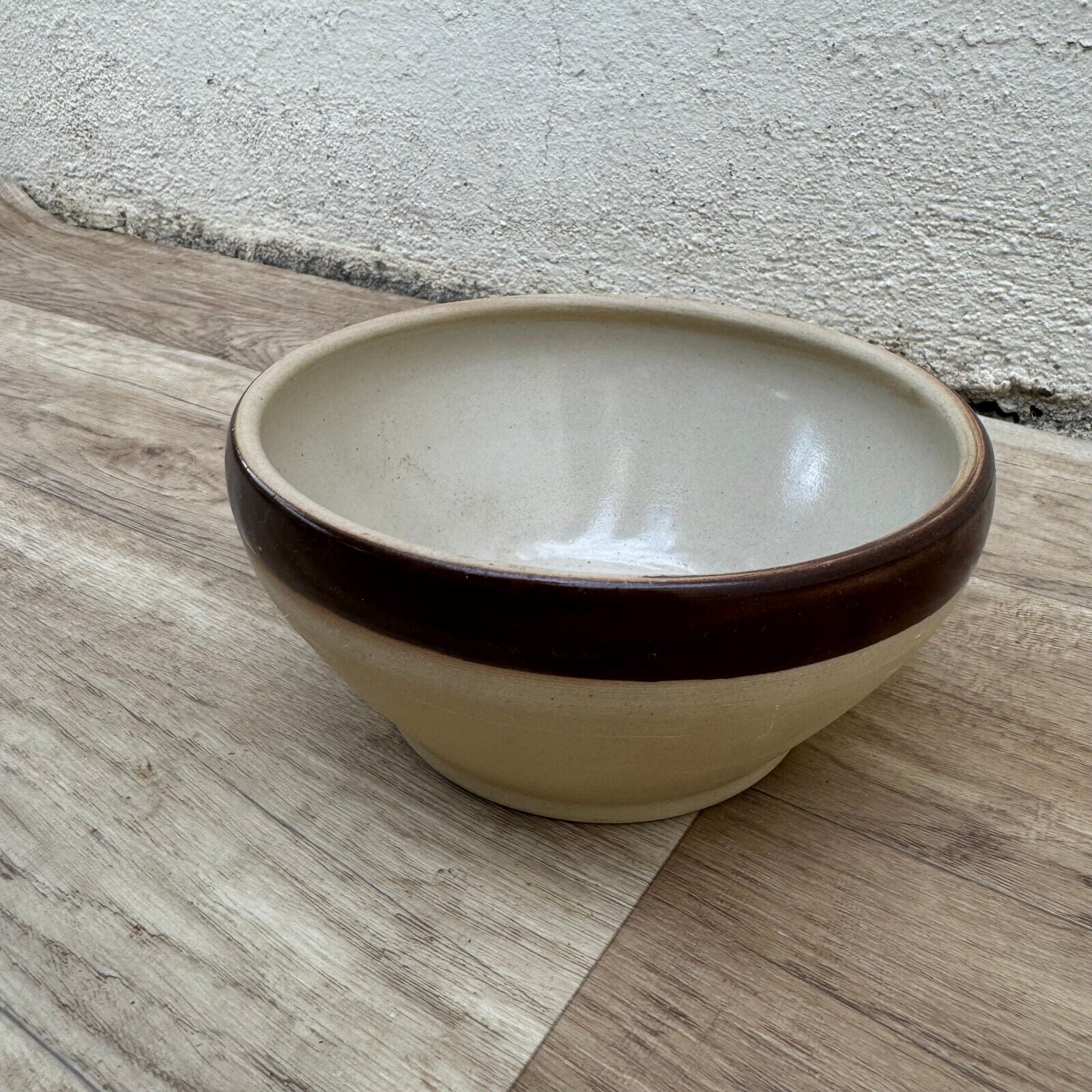 VINTAGE FRENCH STONEWARE SALAD MIXING BOWL 6 3/4" DIGOIN 1909248 - Fleamarketfrance