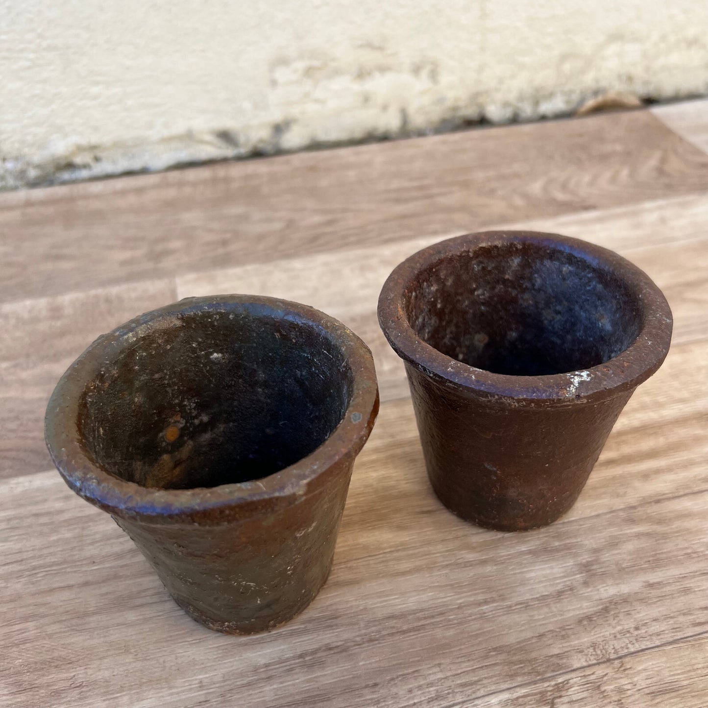 Vintage French Cast Iron Planters Garden Pots Set of 2 Rustic 10122217 Fleamarketfrance