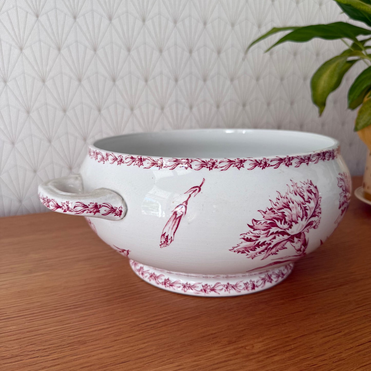 French Tureen Earthenware White Fruits Bowl Terre De Fer Luneville 0405256