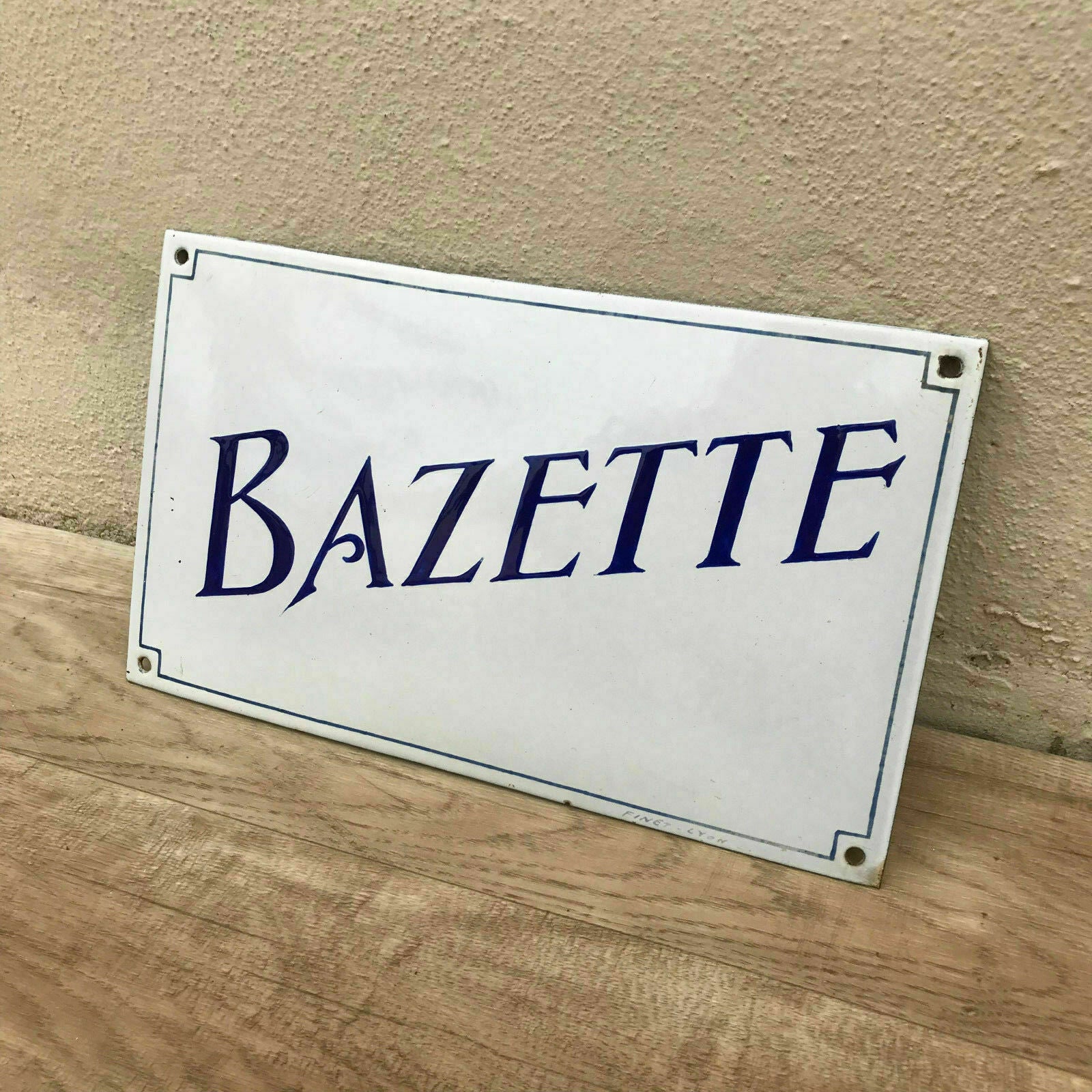 French Enamel Street Sign BAZETTE Vintage House Plaque Lyon 17021824 Fleamarketfrance