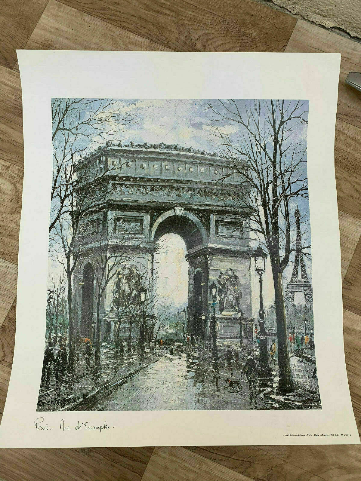 Vintage French Paris Arc de Triomphe Print Monument Poster 44x52cm 15071914 Fleamarketfrance
