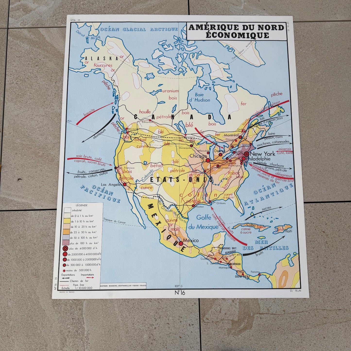 Vintage French Educational Map Poster Geography School 90x75cm 20082626 Fleamarketfrance