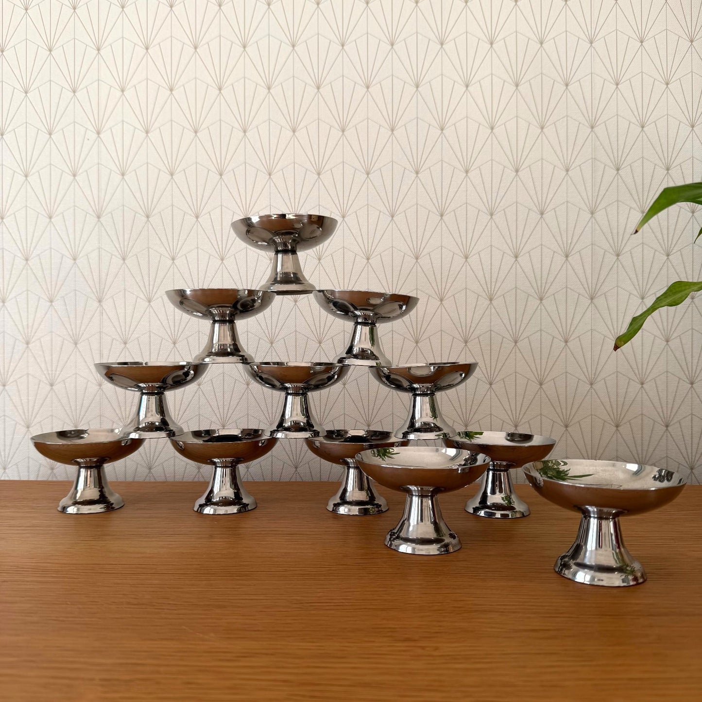 Set Of 12 Vintage Inox European Stainless Goblet Ice Cream Cup 0101265 Stainless
