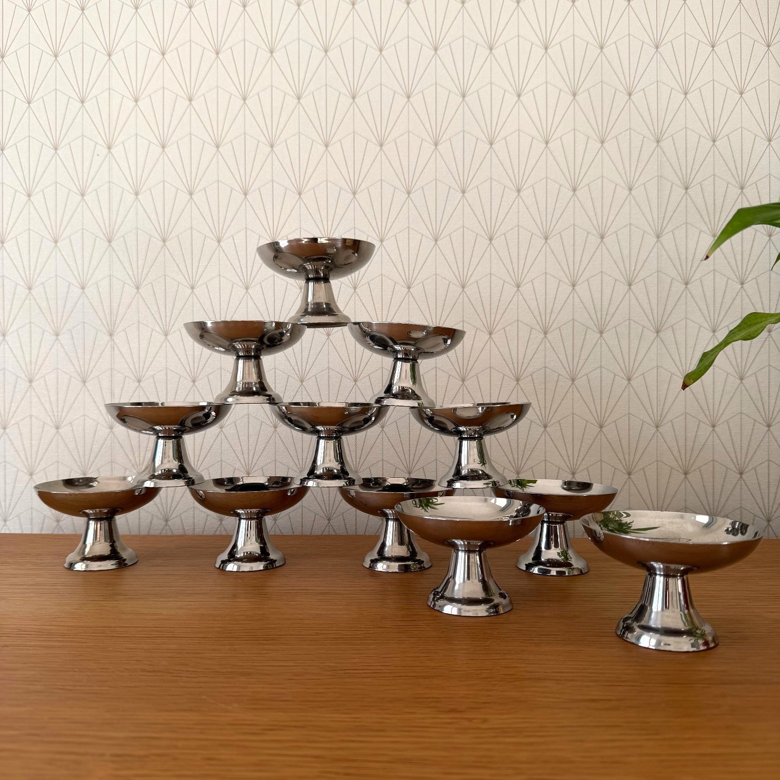 Set Of 12 Vintage Inox European Stainless Goblet Ice Cream Cup 0101265 Stainless