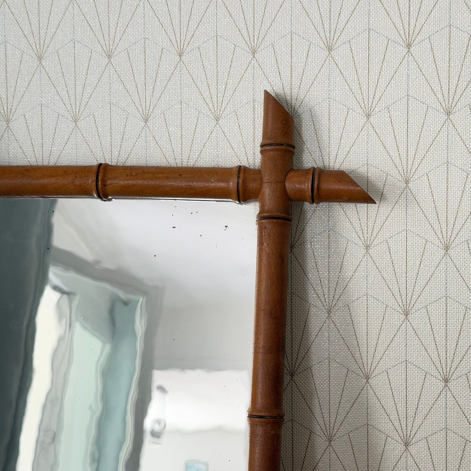 Vintage Wall Mirror French wood faux bamboo WALL-HANGING MIRROR 0210252 Fleamarketfrance : French vintage and antique decor