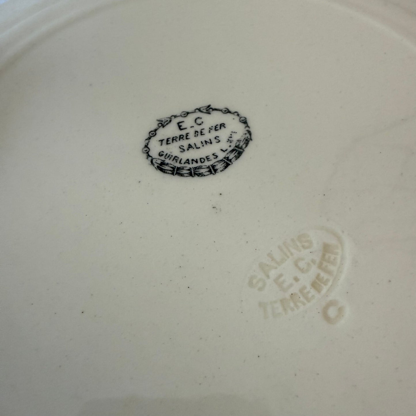 6 Dinner plates decor garlands Louis XVI Salins ironstone 19thcentury 0505254