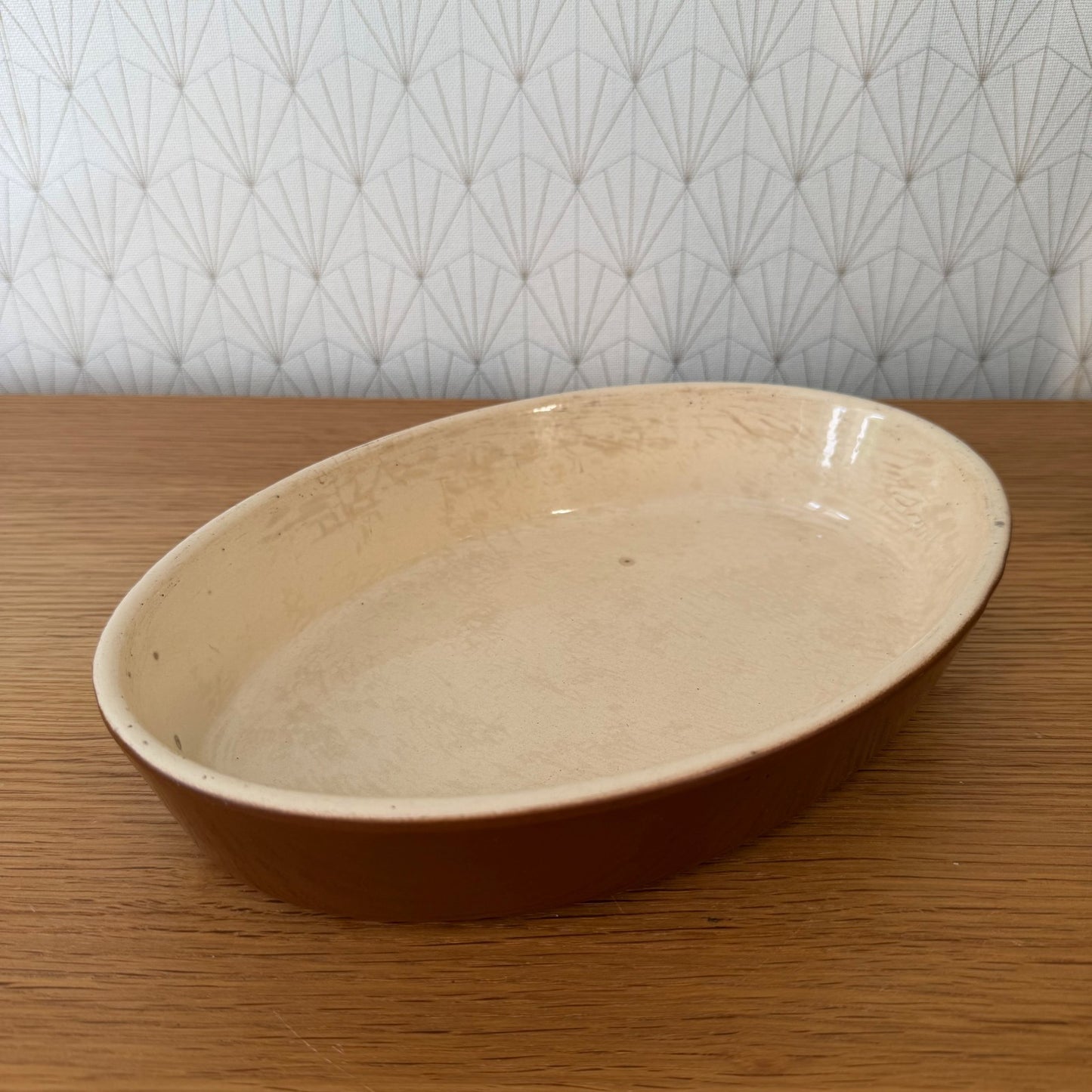 Vintage French Stoneware Gratin Dish Oval Rustic Pottery Terrine 1006268 Fleamarketfrance