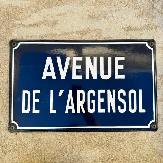 Vintage French Street Sign Avenue Argensol Blue Enamel Plaque 13042433 Fleamarketfrance