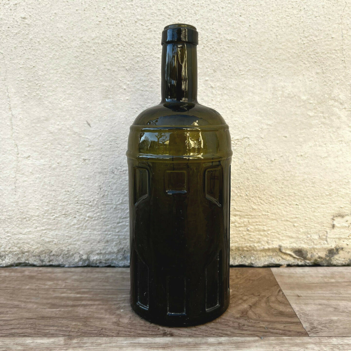 Antique French Glass Bottle Green Paneled Victorian Wine Pastis c1880 10022215 Fleamarketfrance