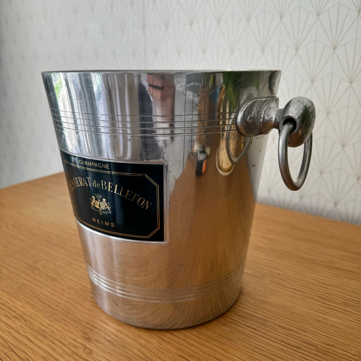 French Champagne Ice Bucket Besserat de Bellefon Chrome Vintage Cooler 1304247 Besserat de Bellefon