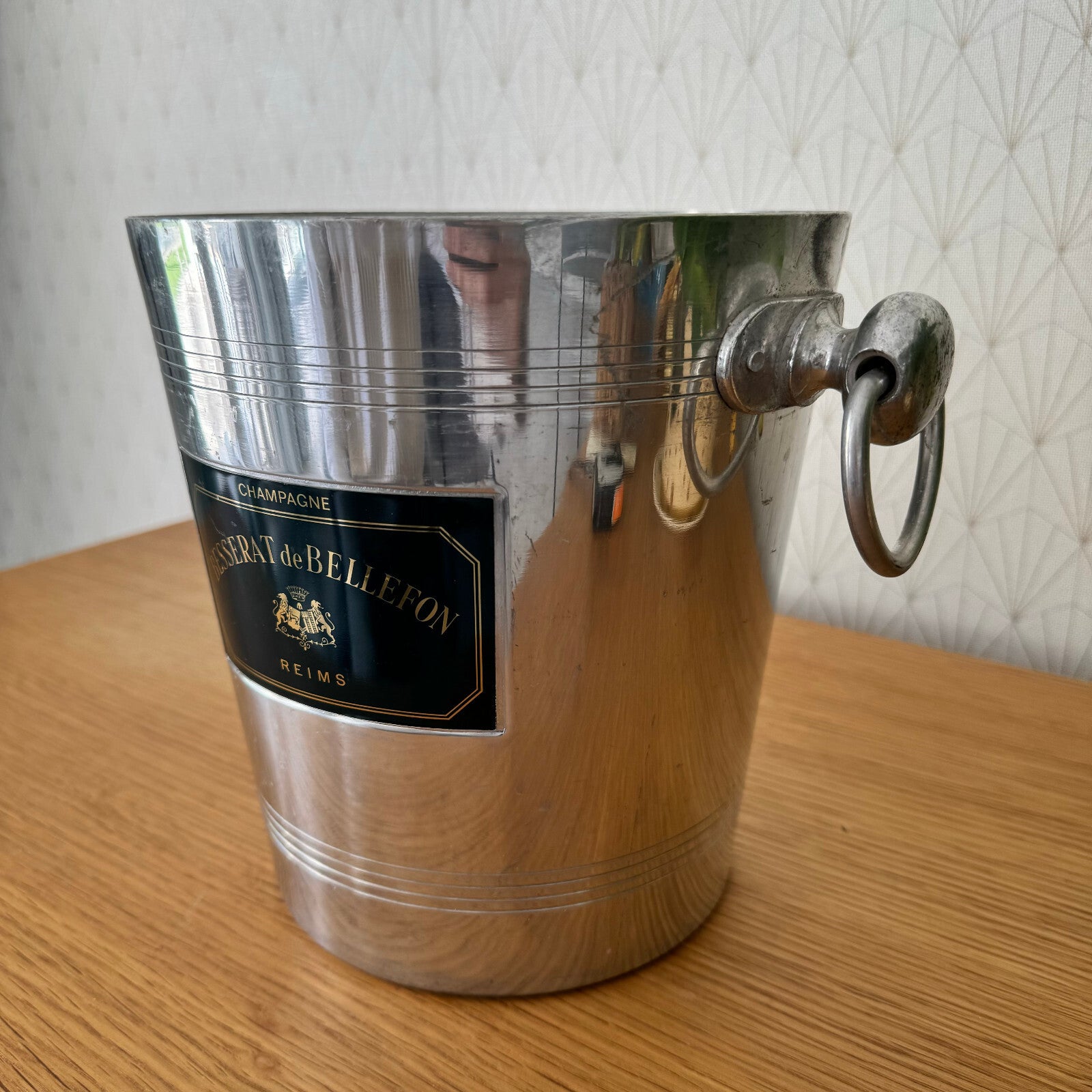 French Champagne Ice Bucket Besserat de Bellefon Chrome Vintage Cooler 1304247 Besserat de Bellefon