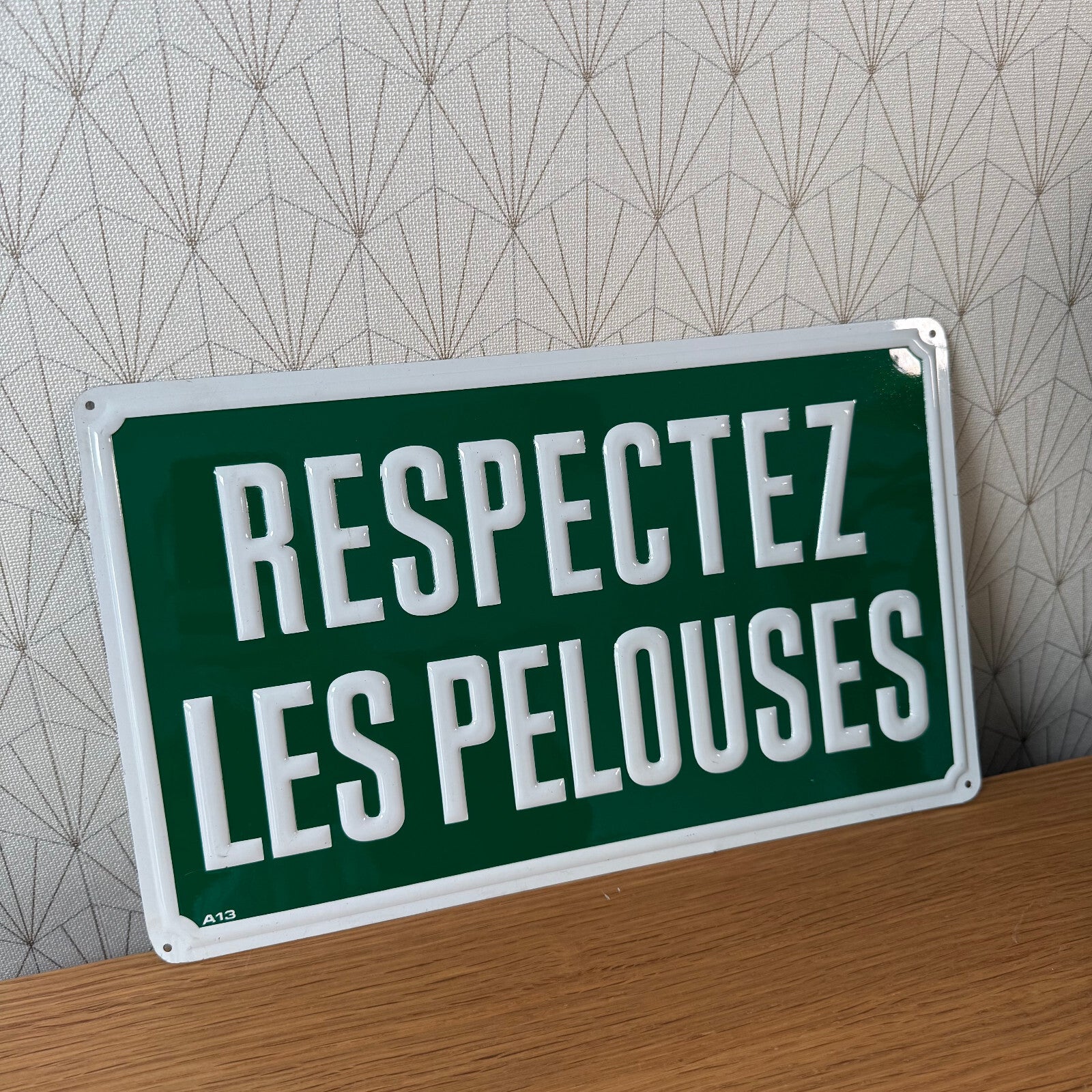 Vintage French Street Sign RESPECTEZ LES PELOUSES Keep Off Grass 2212246 Fleamarketfrance