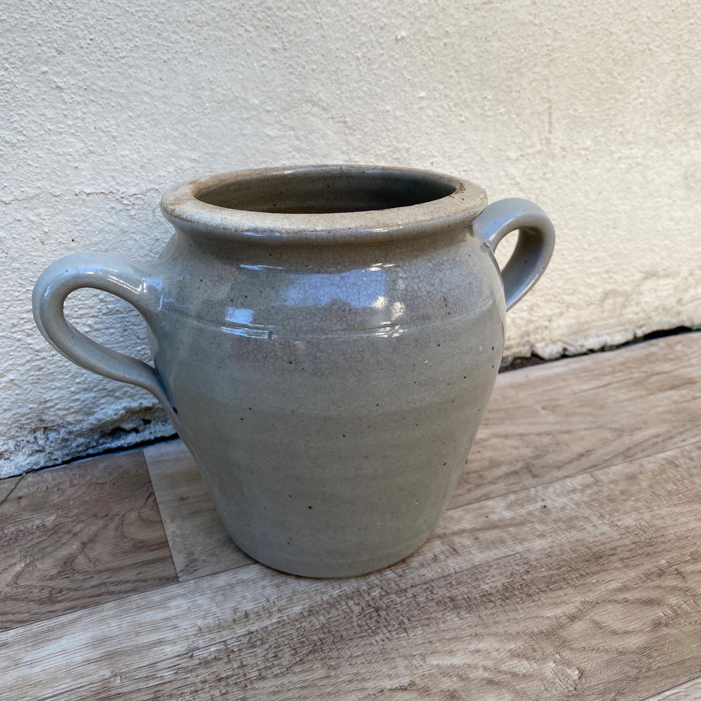 French Stoneware Confit Pot Grey Antique Two Handles 0407266 Unmarked