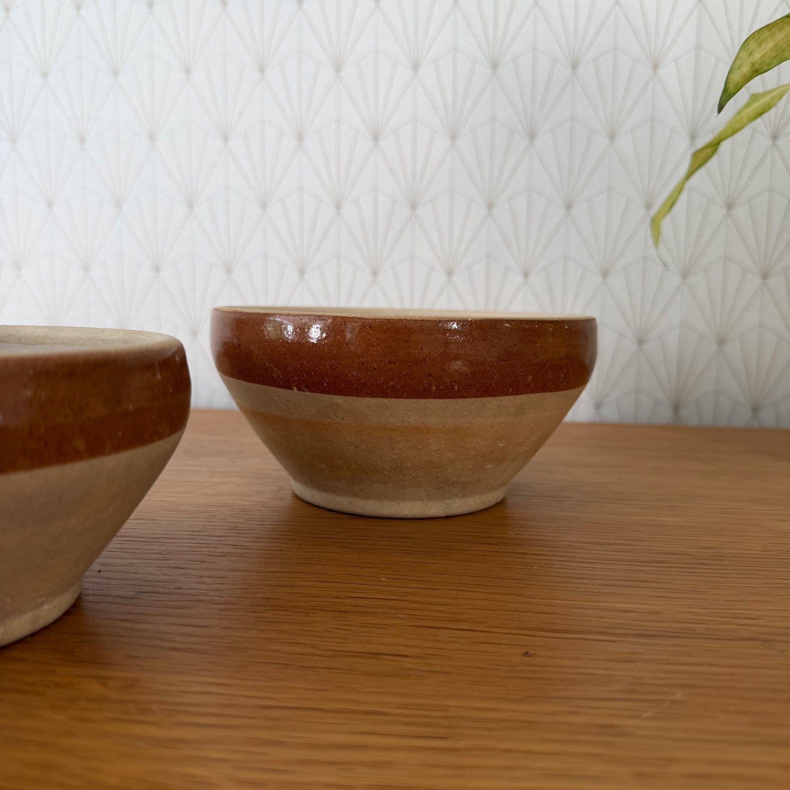 French Stoneware Bowls Vintage Farmhouse Ceramic Set of 3 01072617 Unmarked