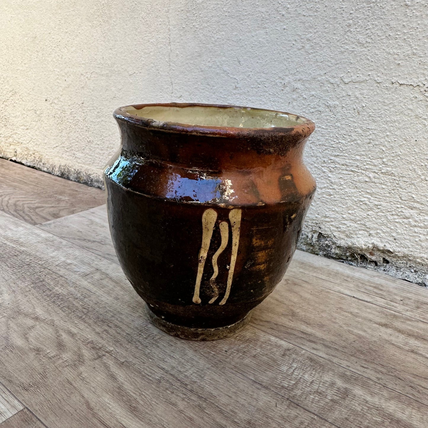 Antique French Confit Pot Stoneware Pottery Crock 4 3/4" 2009231 Unmarked
