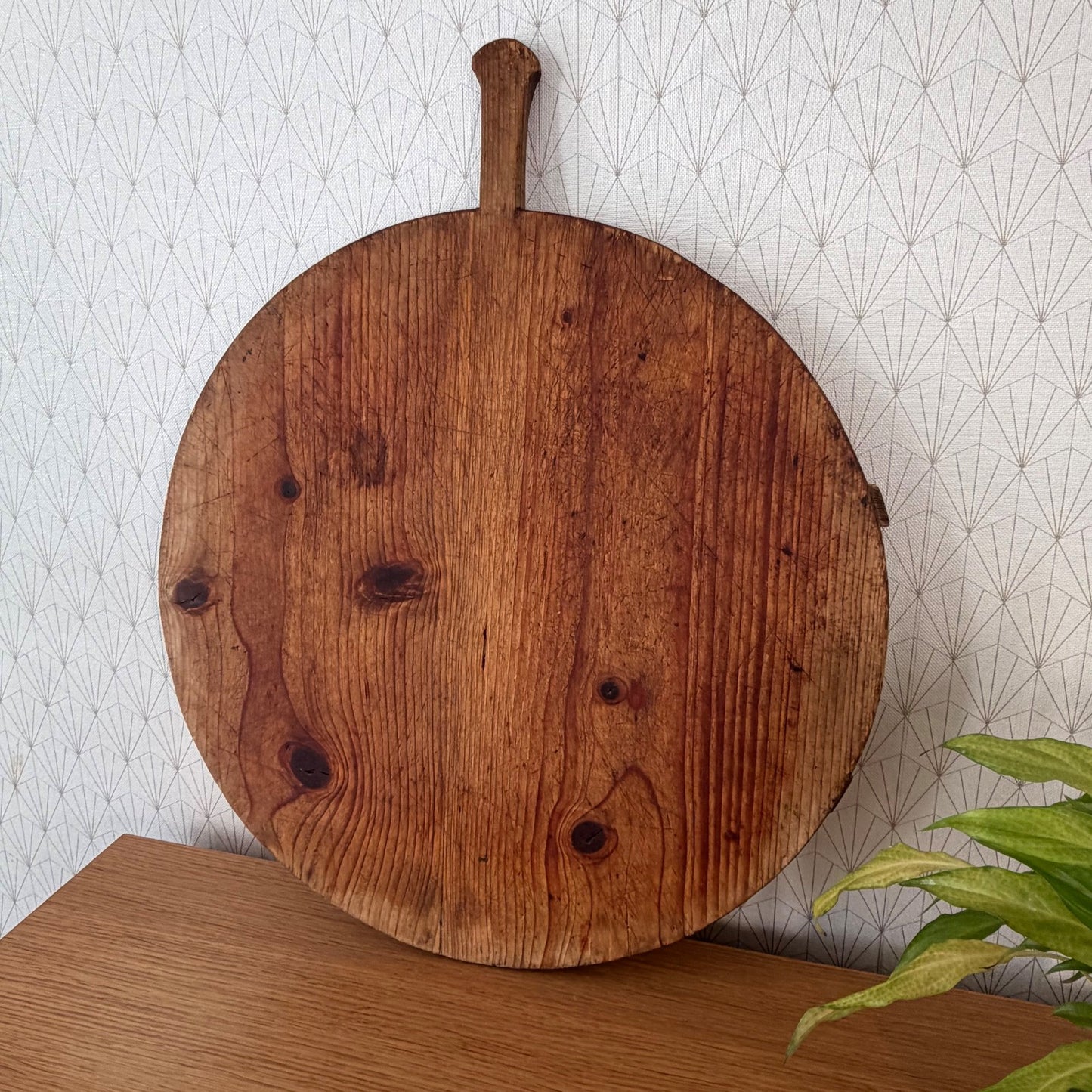 French Vintage Round Wood Bread Board Cutting Chopping 20" 0107269 Unbranded