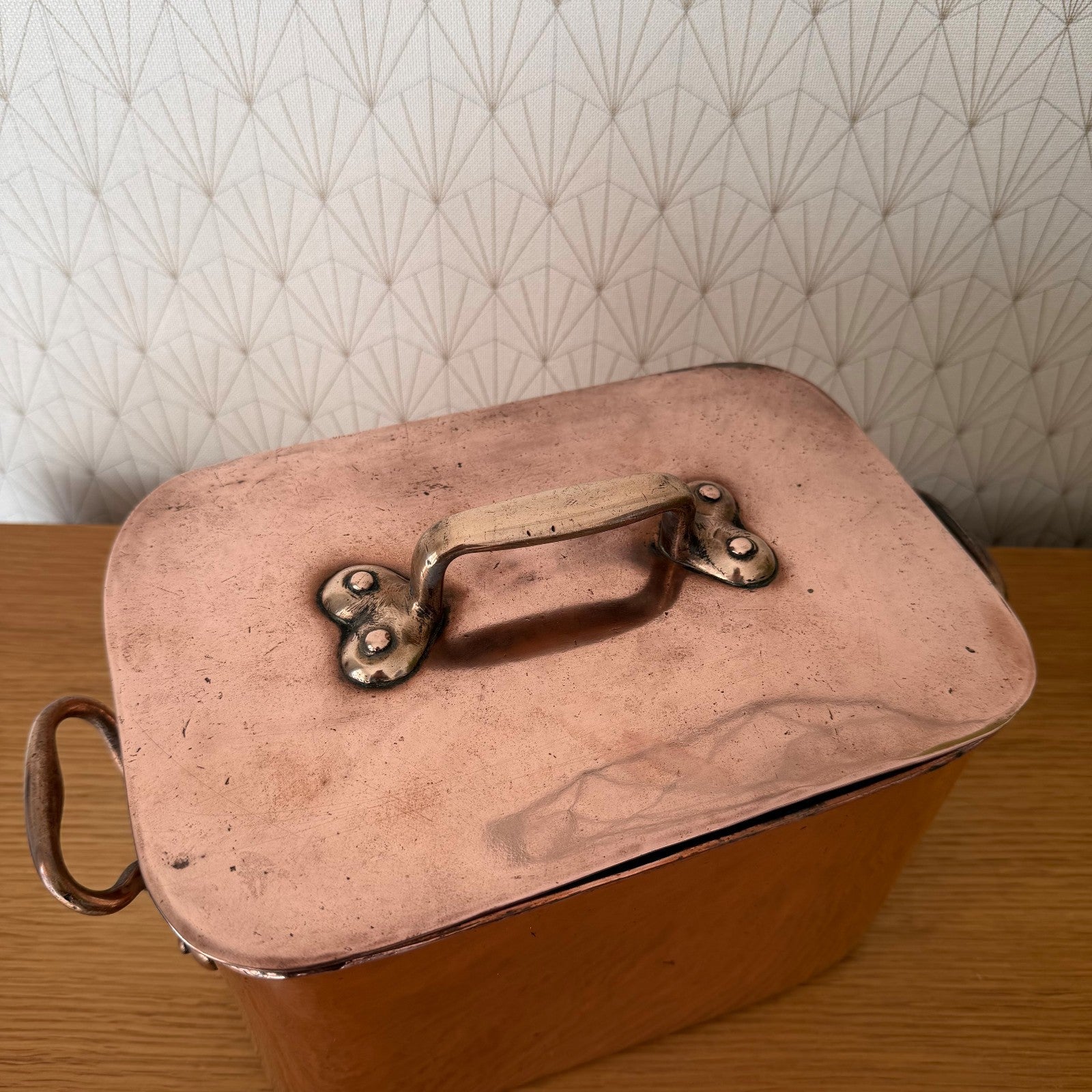 French Copper Stock Pot Dovetailed Vintage Cookware Brass Handles 1803263 Fleamarketfrance