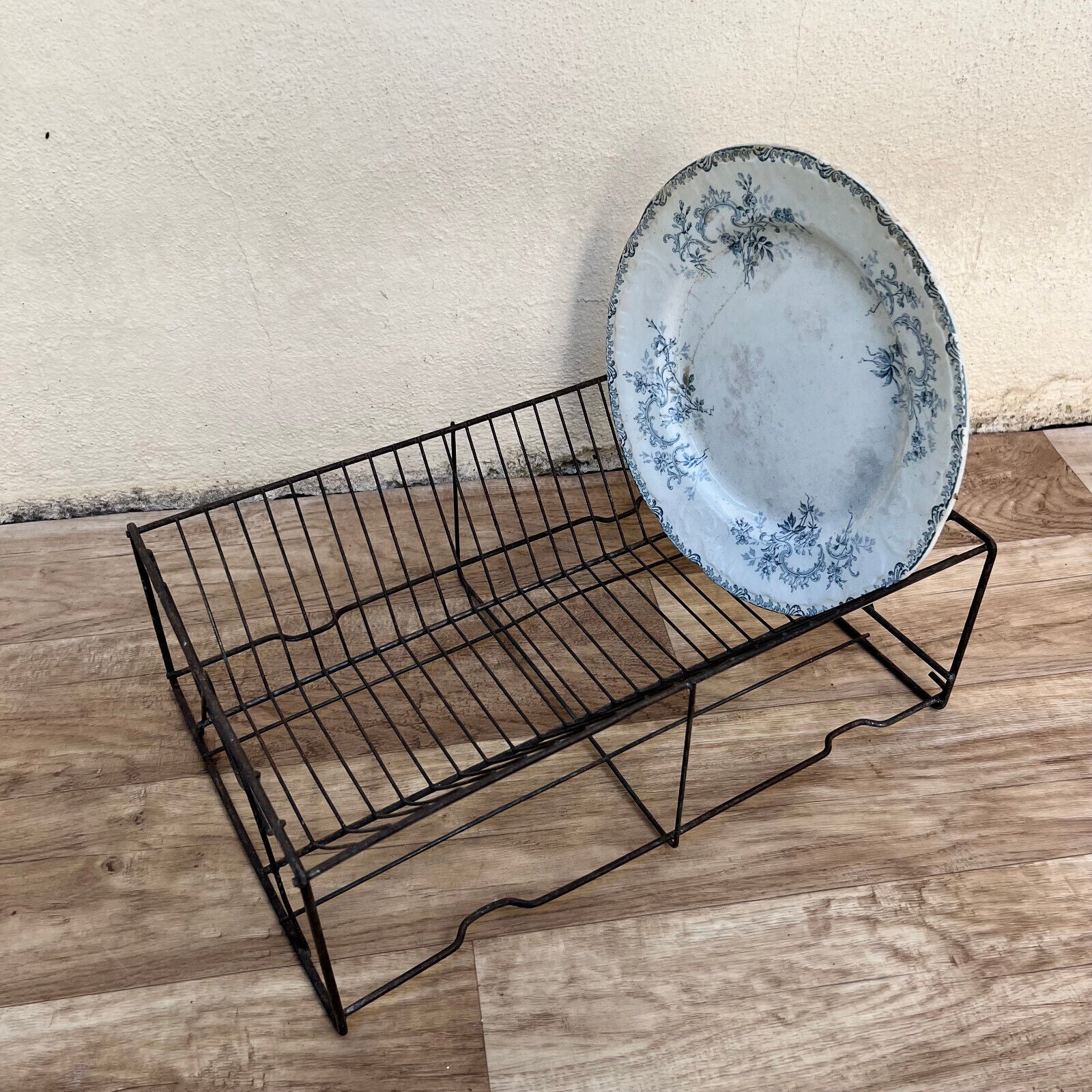 Vintage French Metal Wire Dish Drying Rack Drainer 04102312 - Fleamarketfrance