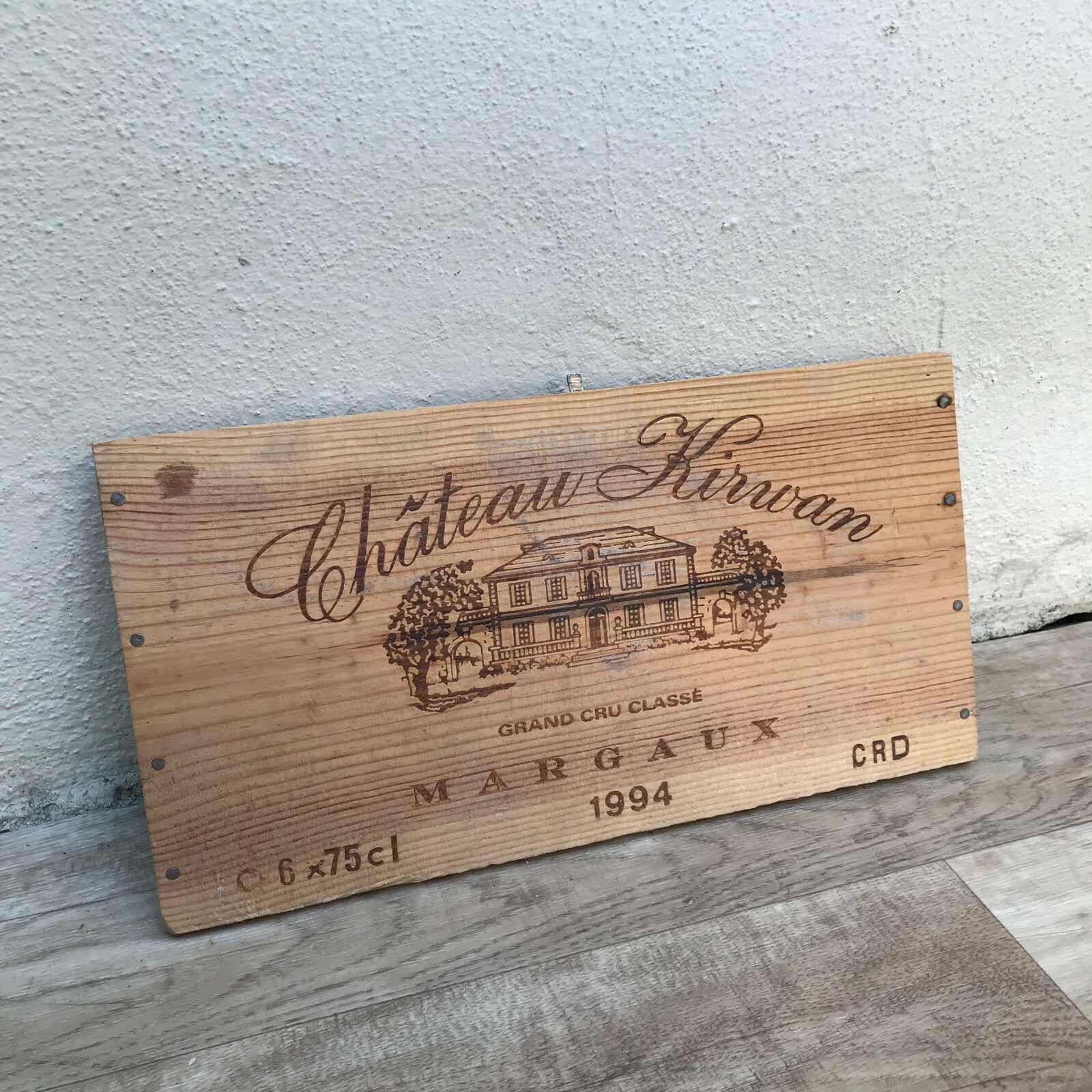 French Wine Crate Panel Chateau Kirvan 1994 Margaux Vintage Decor 08032214 Château Kirvan