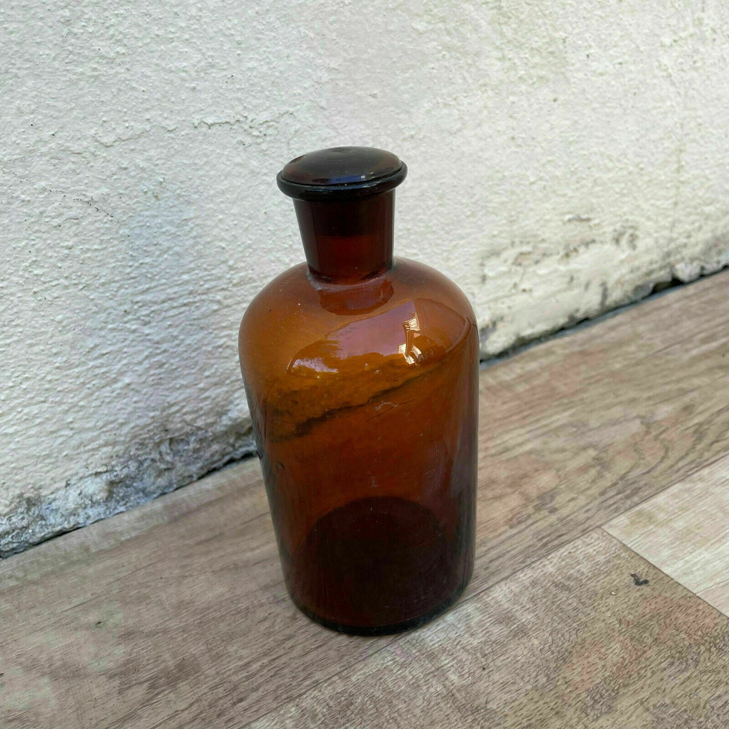 French Apothecary Bottle Amber Glass Cork Stopper Vintage c1930 26072129 Fleamarketfrance