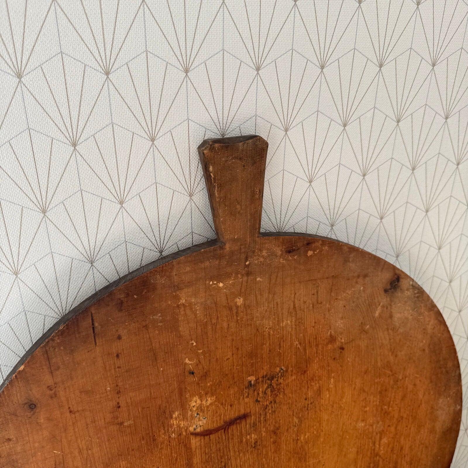 ANTIQUE VINTAGE ROUND EUROPEAN BREAD OR CHOPPING CUTTING BOARD WOOD 0902253 - Fleamarketfrance