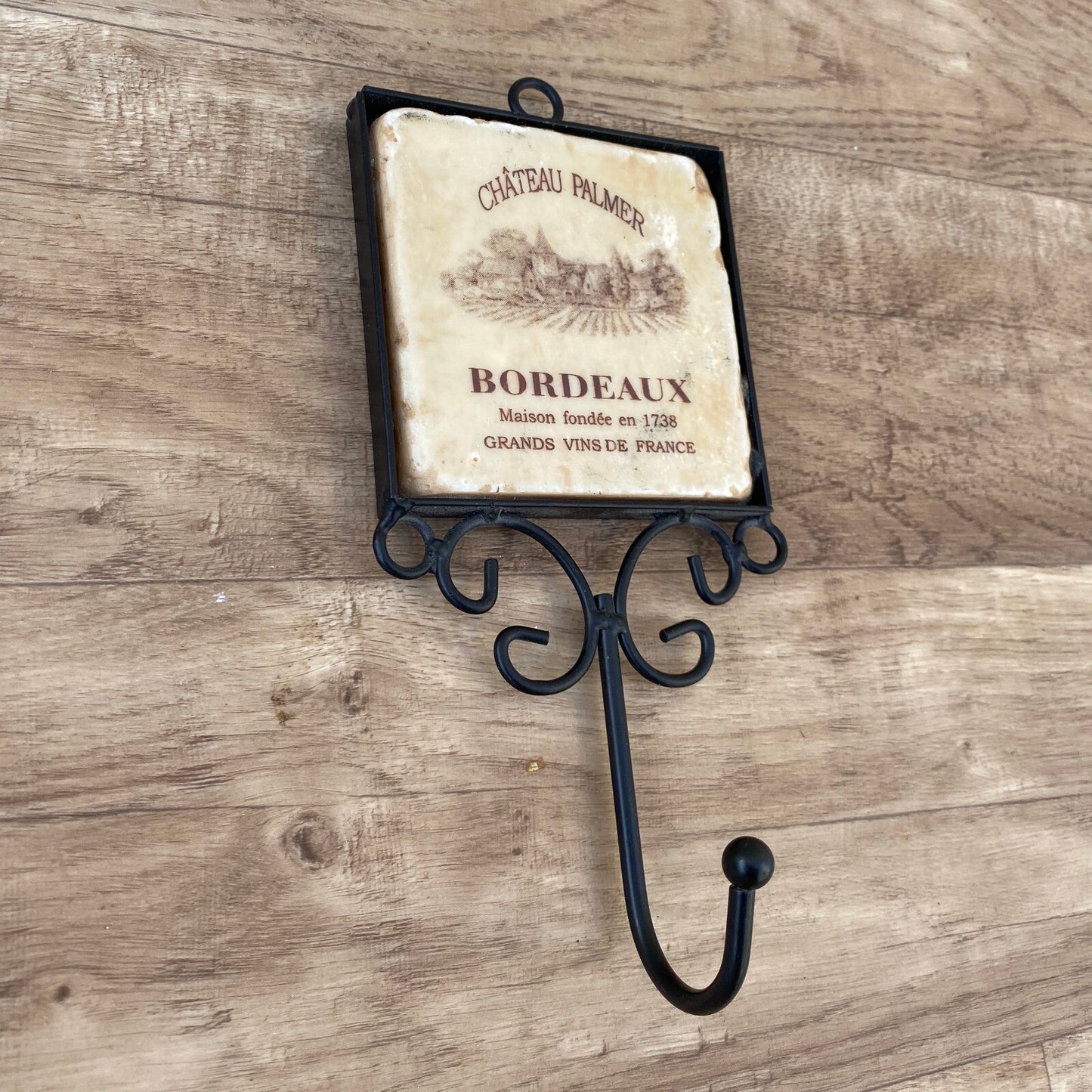 French Vintage Bordeaux Wine Wall Hook Ceramic Tile Kitchen Hanger 05082220 Unbranded