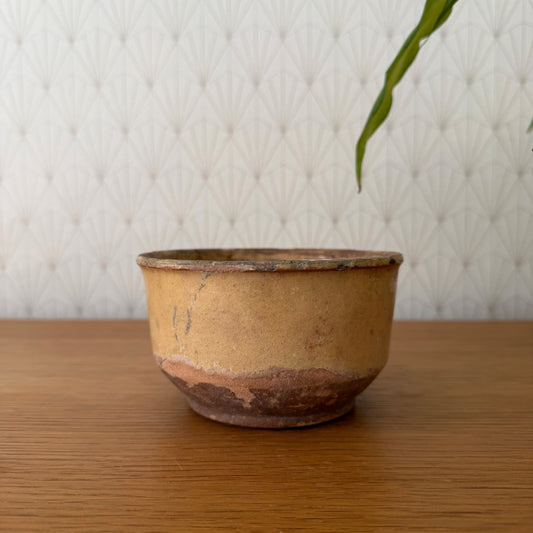 HANDMADE GLAZED YELLOW FRENCH CONFIT POT SMALL TERRACOTTA 1602262 Unmarked