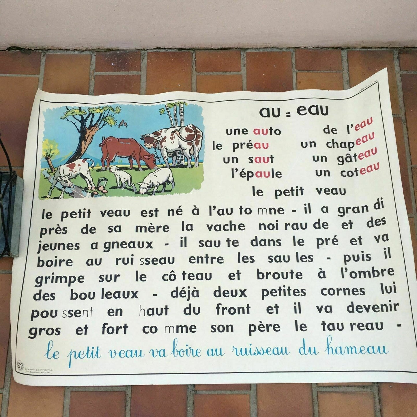 Vintage French School Poster 2 sides french lesson 2 - Fleamarketfrance