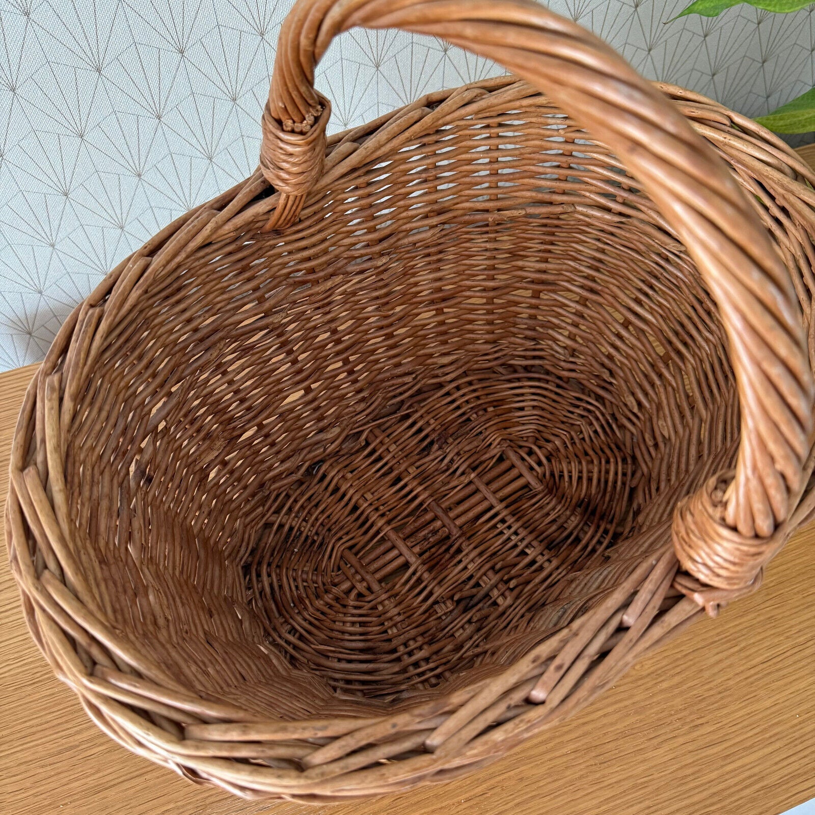 French Wicker Basket market fruits Chic Vintage Woven Rattan 2302254 - Fleamarketfrance